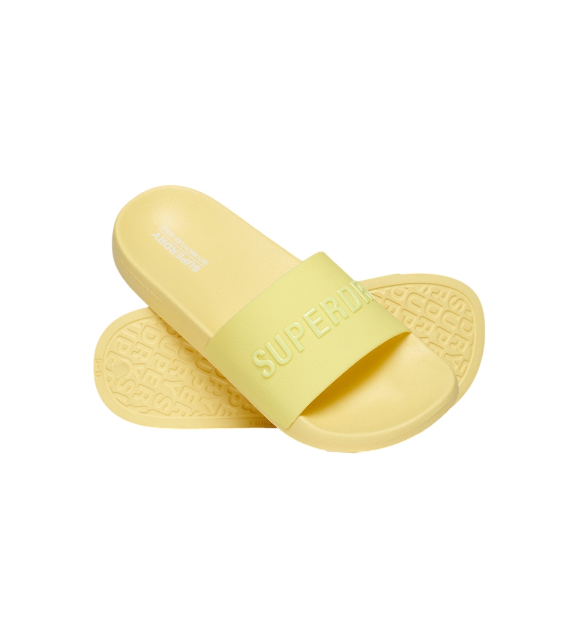 Superdry für Damen. WF310216A Vegane Flip Flops mit gelbem Logo (36/37), Wohnung, Keine, Strandbekleidung