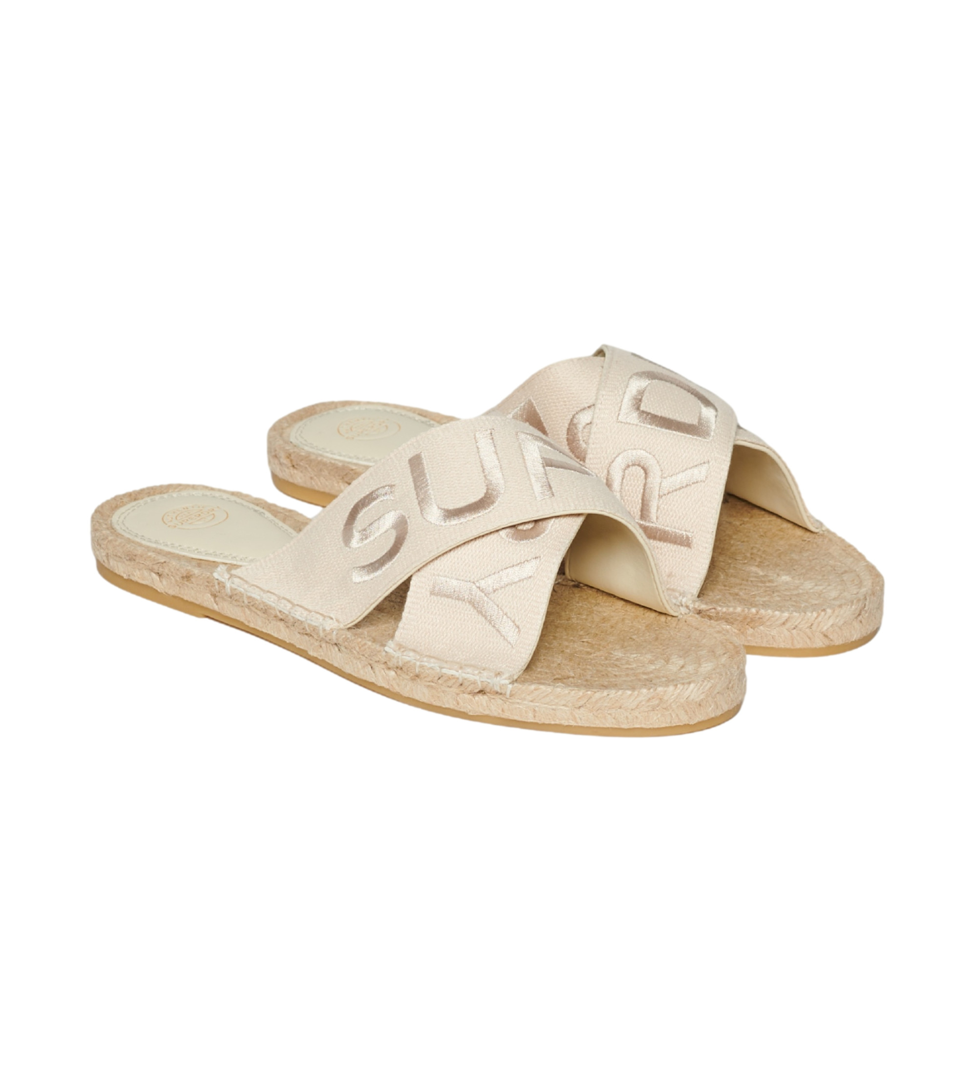 Superdry für Damen. WF310221A Beige Espadrilles mit gekreuzten Riemen (39), Stoff, Wohnung, Keine, Lässig