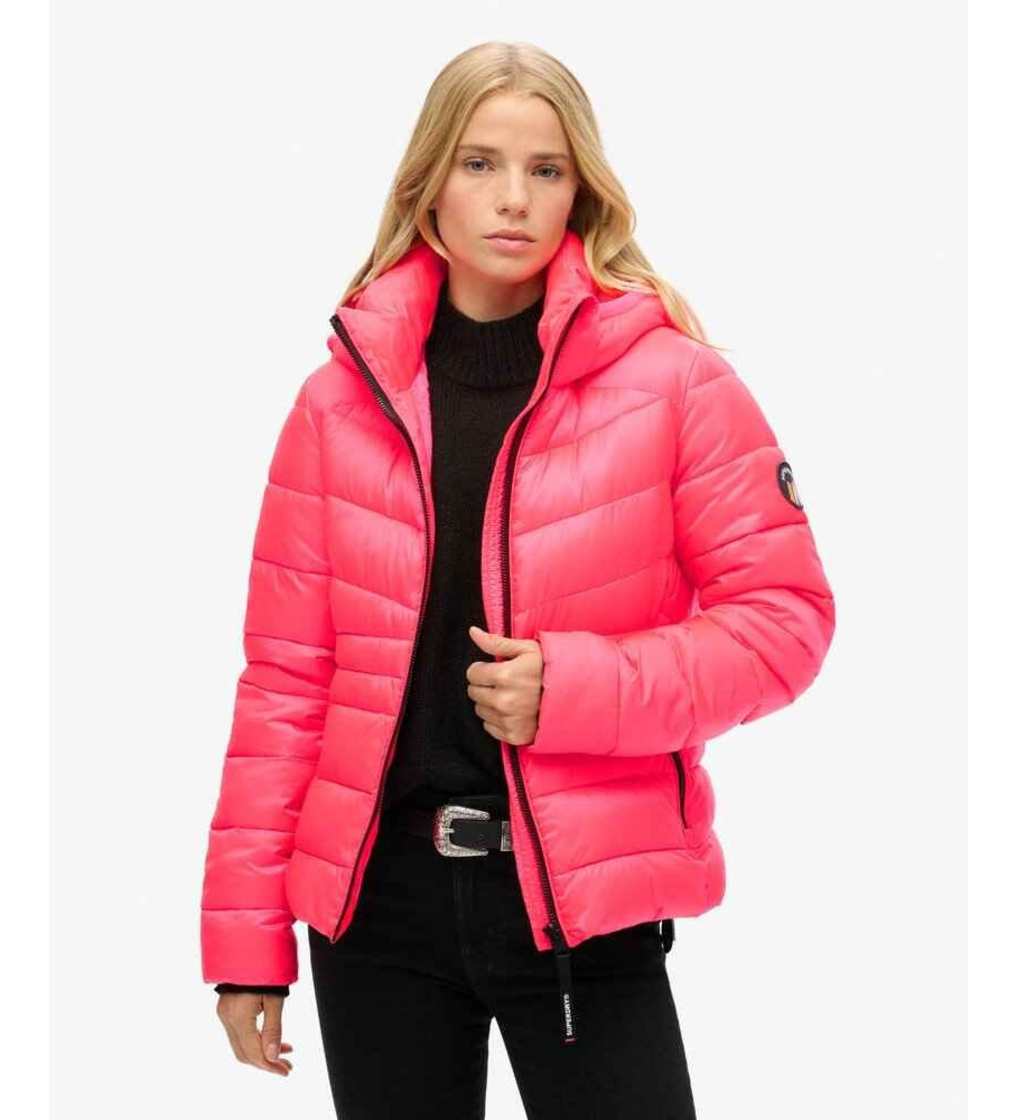 Superdry für Damen. W5011724A Fuji Steppjacke mit Kapuze Rosa (S), Lässig, Polyester