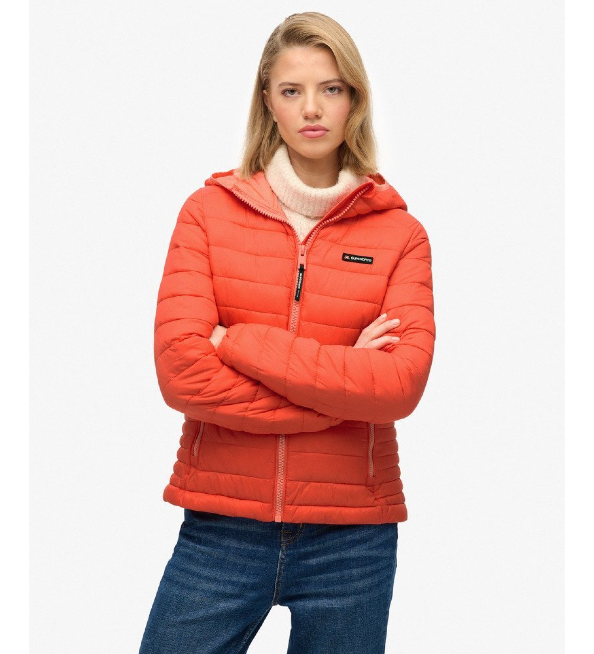 Superdry für Damen. W5011970A Steppjacke Fuji Lite koralle (XS), Lässig, Polyester