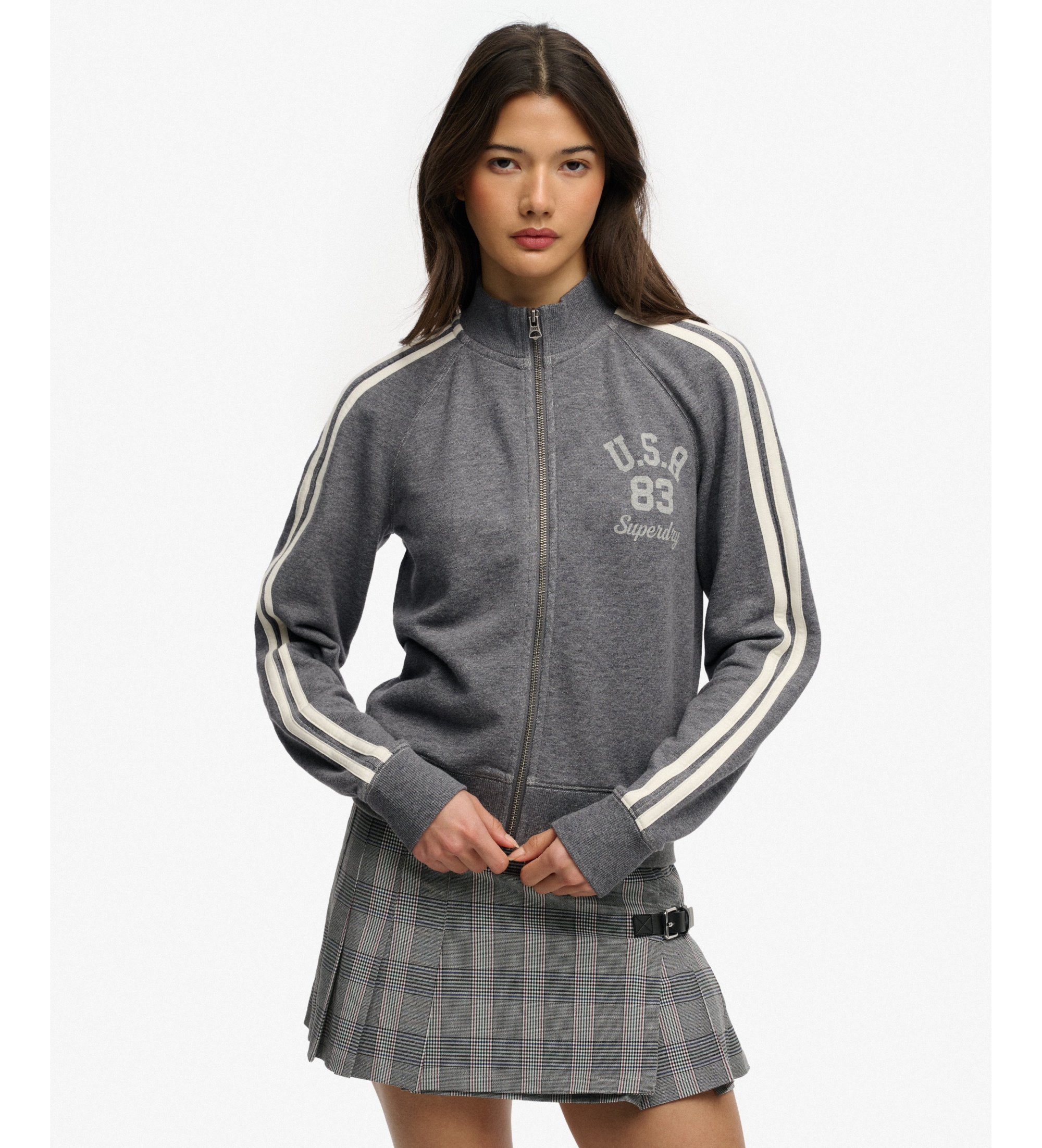 Superdry für Damen. W2012616A Sportliche Trainingsjacke grau (S), Lässig, Baumwolle, Langarm