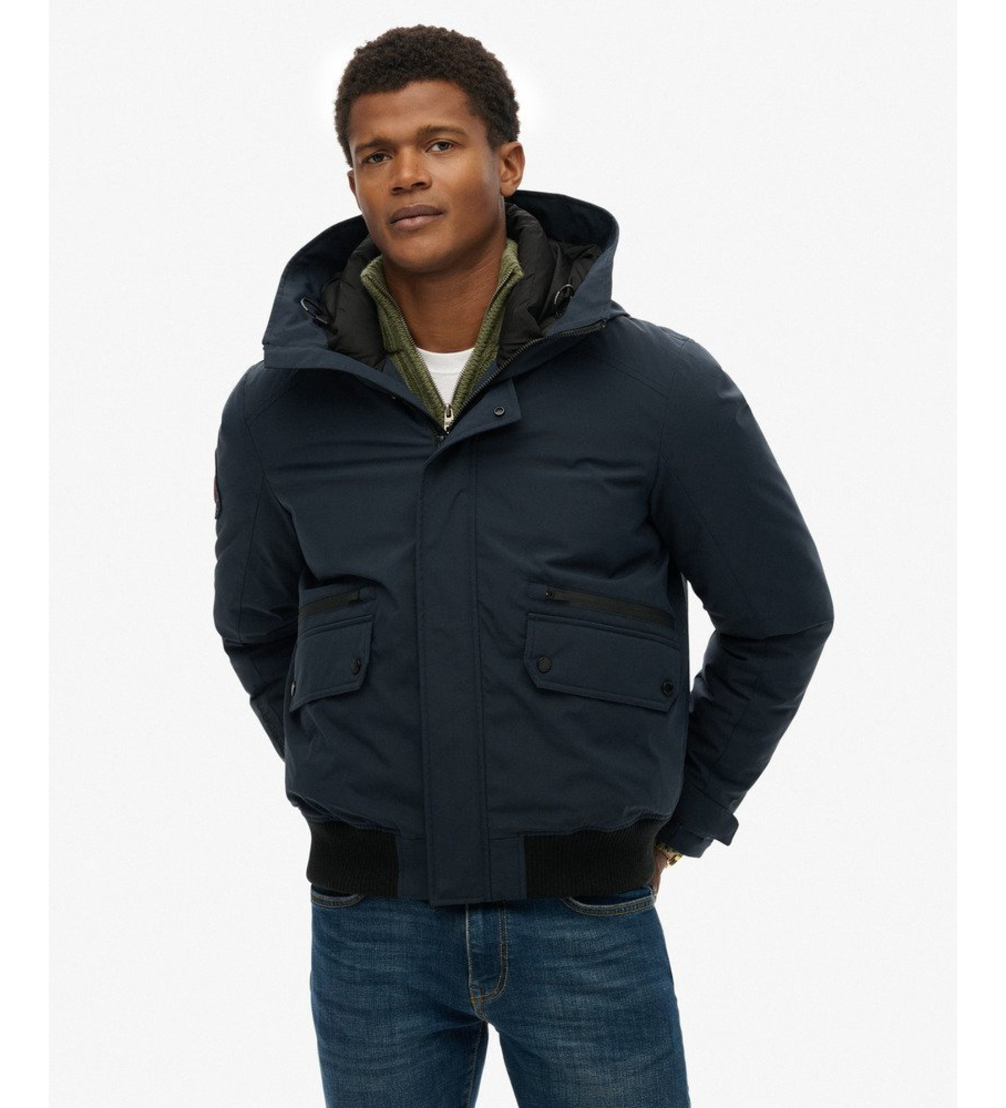 Superdry für Herren. M5011908A Bomberjacke City navy (XL), Lässig, Recyceltes Polyester, Nachhaltig, Marine