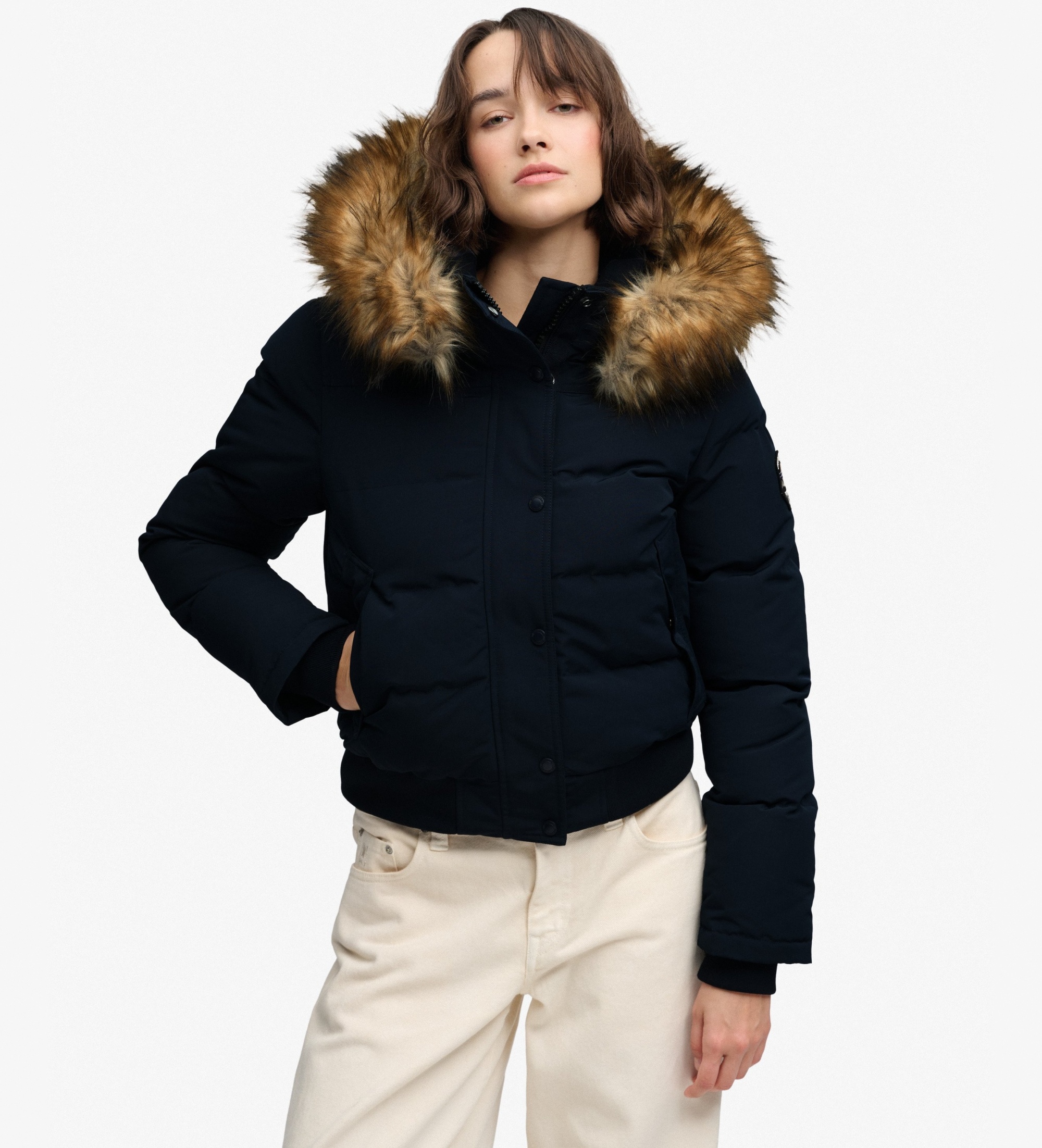 Superdryvoor vrouwen. W5011785A Everest Bomber jas marineblauw (XS), Casual, Polyester