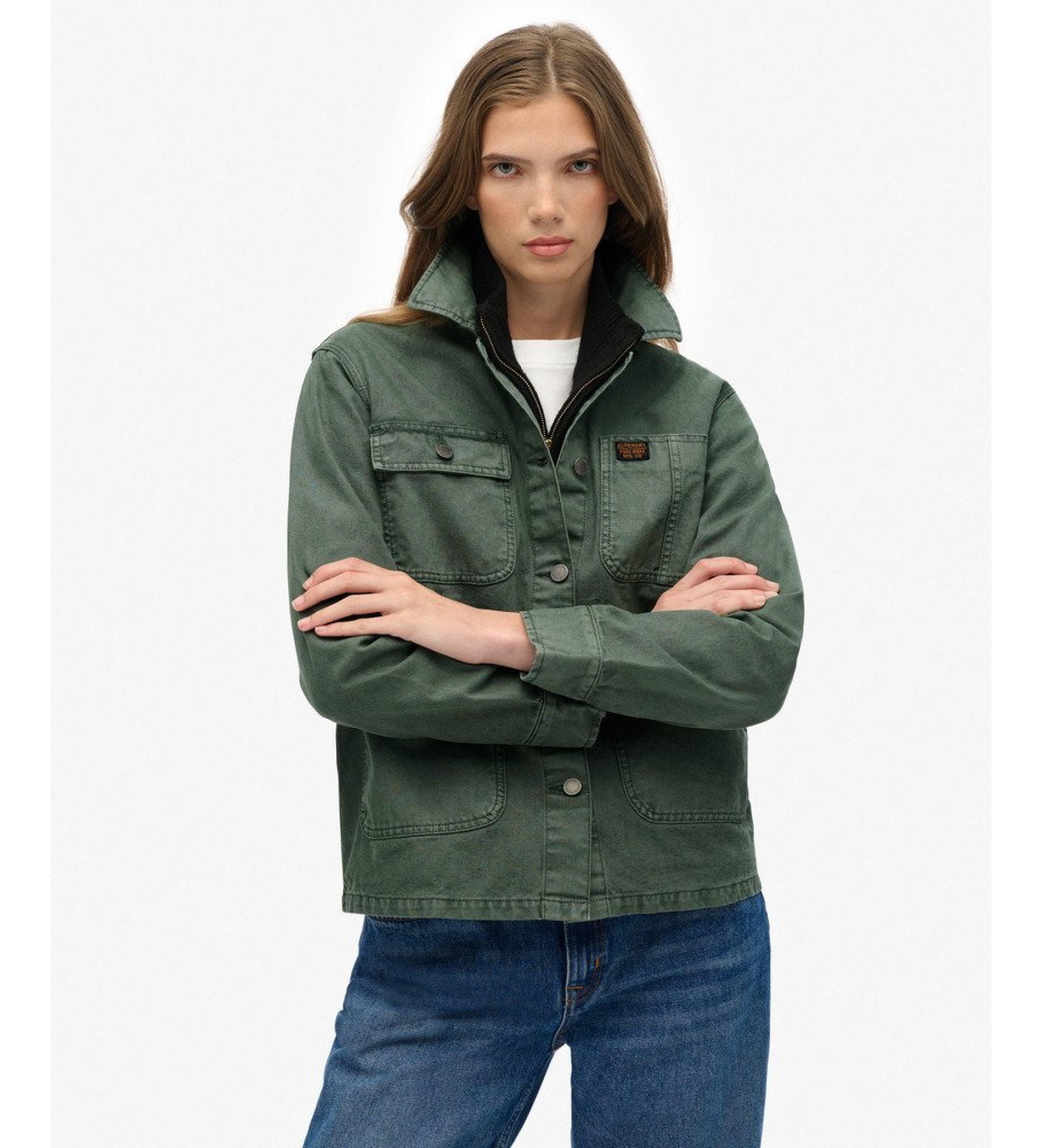 Superdryvoor vrouwen. W5011991A Klusjas groen (XS), Casual, Katoen