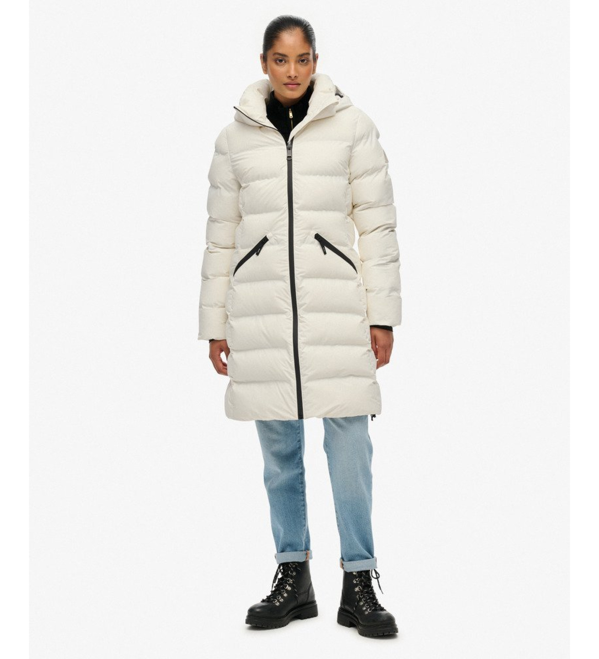 Superdry für Damen. W5011982A Jacke City Mid off-white (L), Weiß, Lässig, Polyester