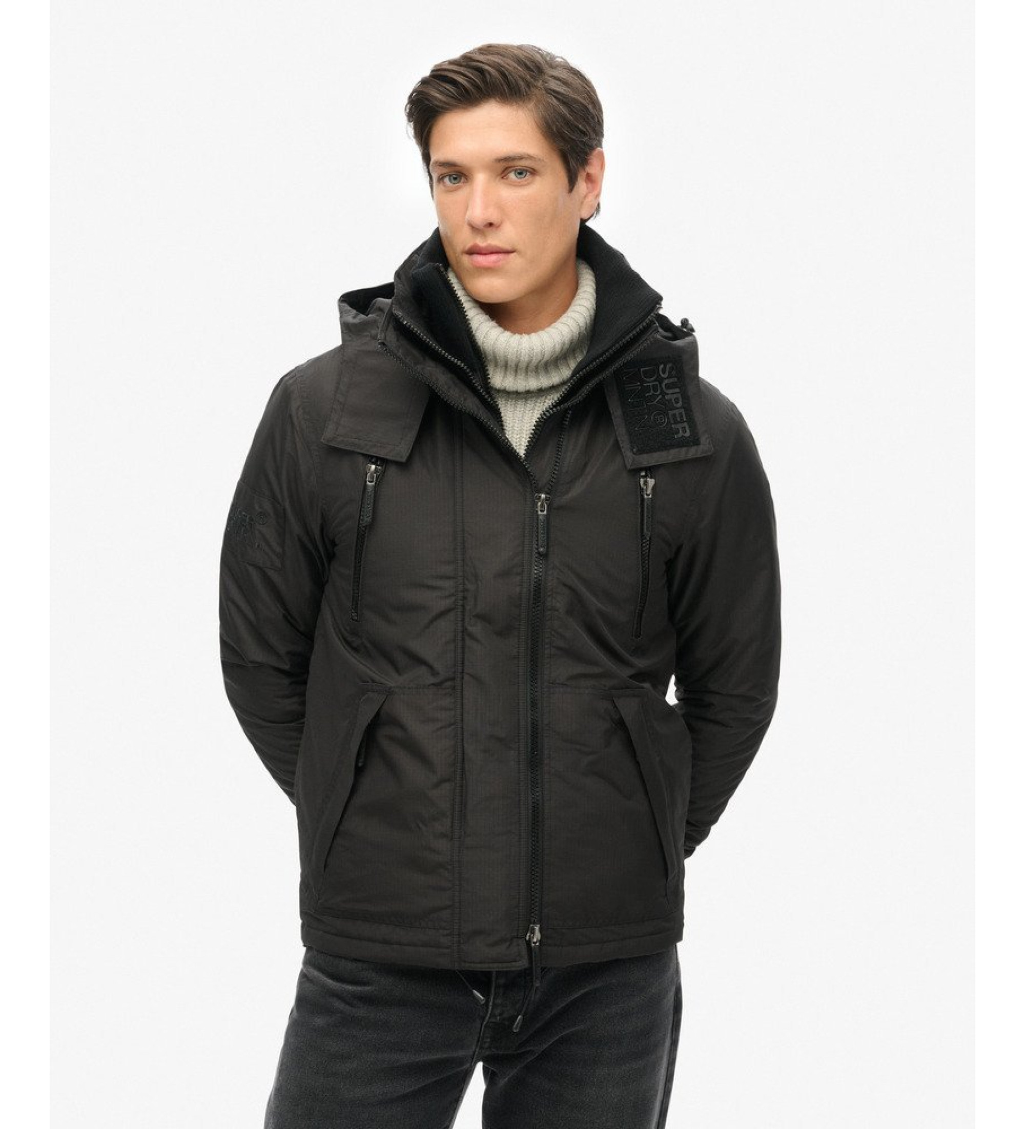 Superdryvoor mannen. M5011868A Mountain Sd Windcheater Windjack zwart (S), Casual, Polyester