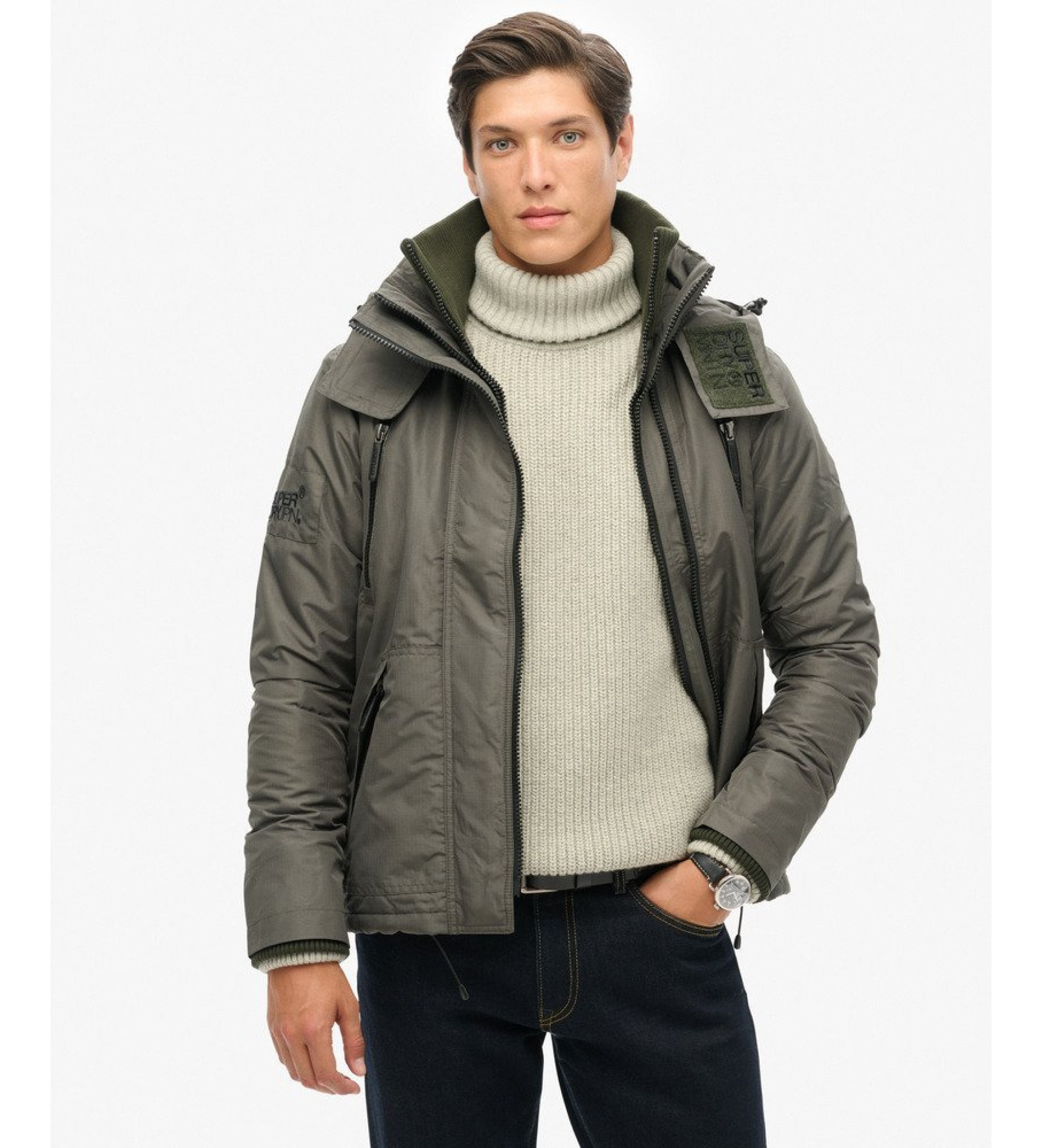 Superdryvoor mannen. M5011868A Berg Sd Windjack Windjack Groen (S), Casual, Polyester