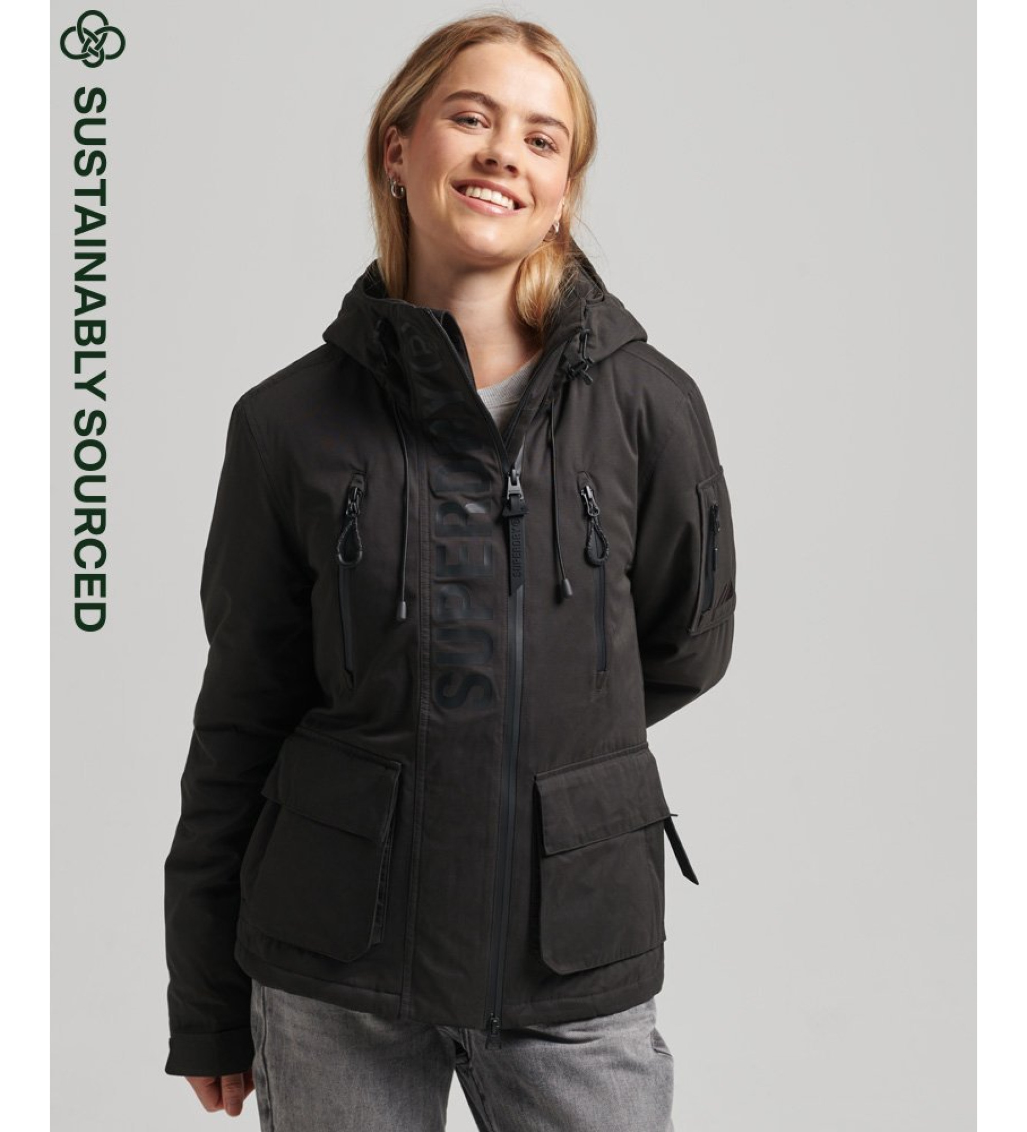 Superdry für Damen. W5011154A Ultimate SD-Wind Mikrofaser Windbreaker Jacke Ultimate Schwarz (S), Lässig, Polyester