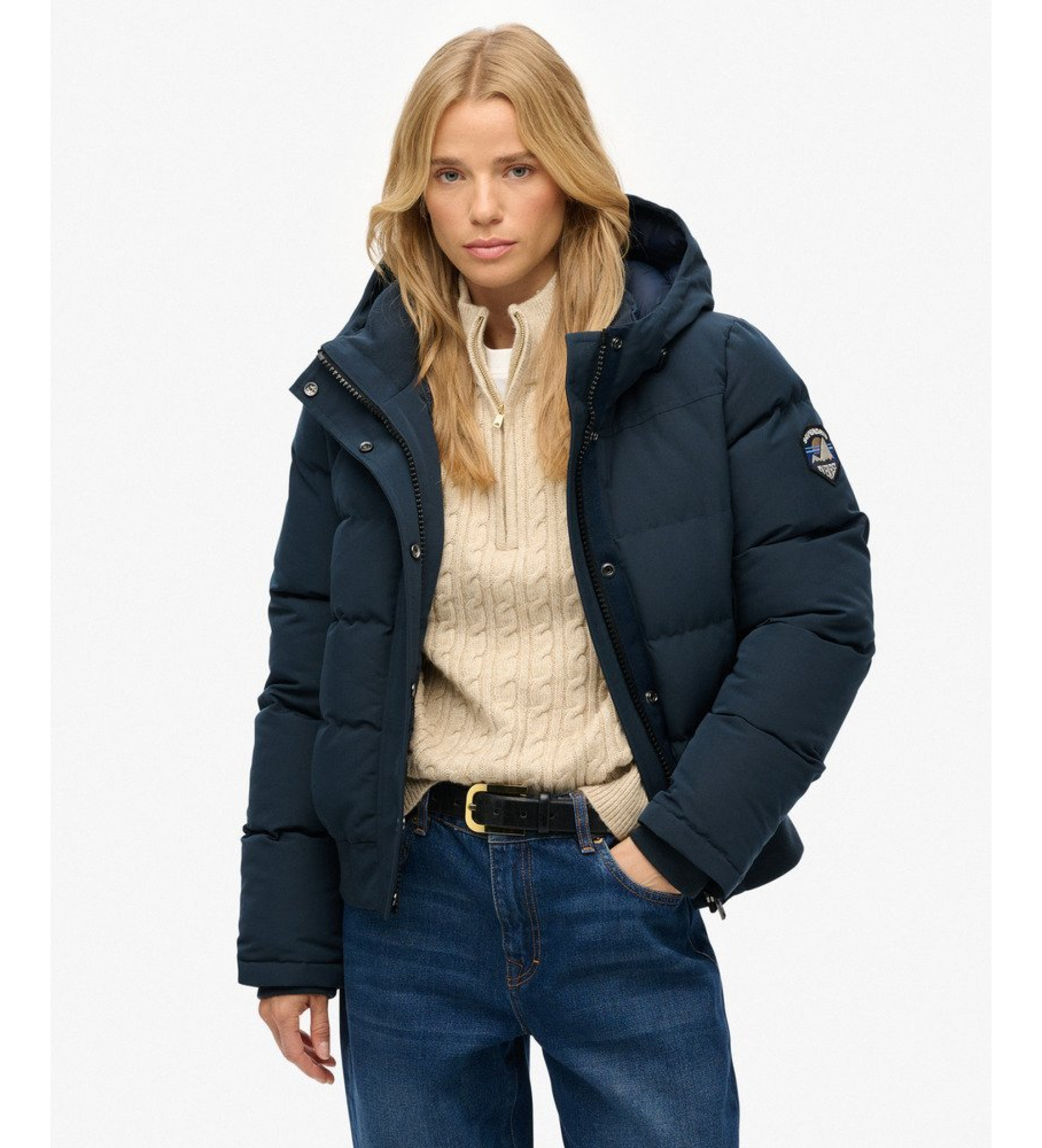 Superdry für Damen. W5011993A Jacke Everest navy (XL), Lässig, Polyester, Marine