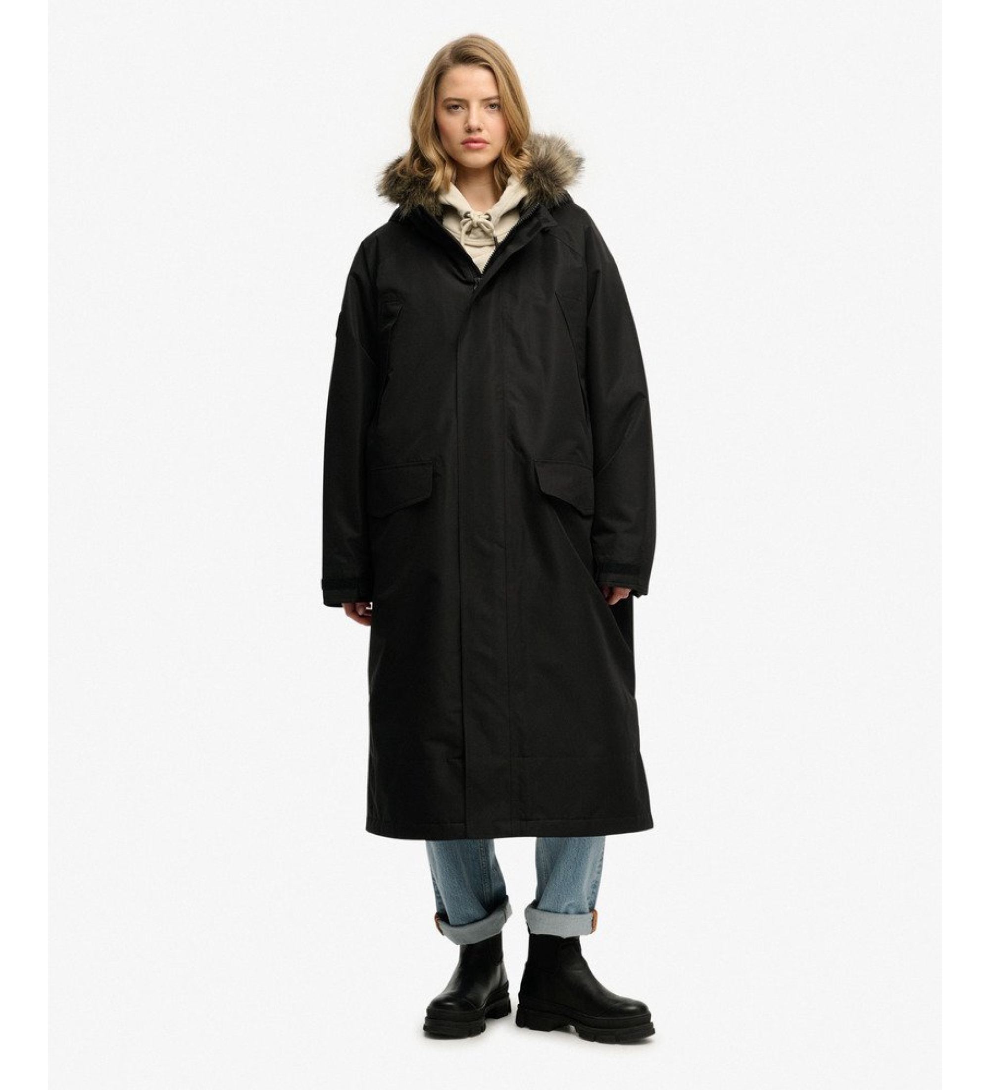 Superdry für Damen. Y5012172A Jacke Everest schwarz (UNICA), Lässig, Polyester