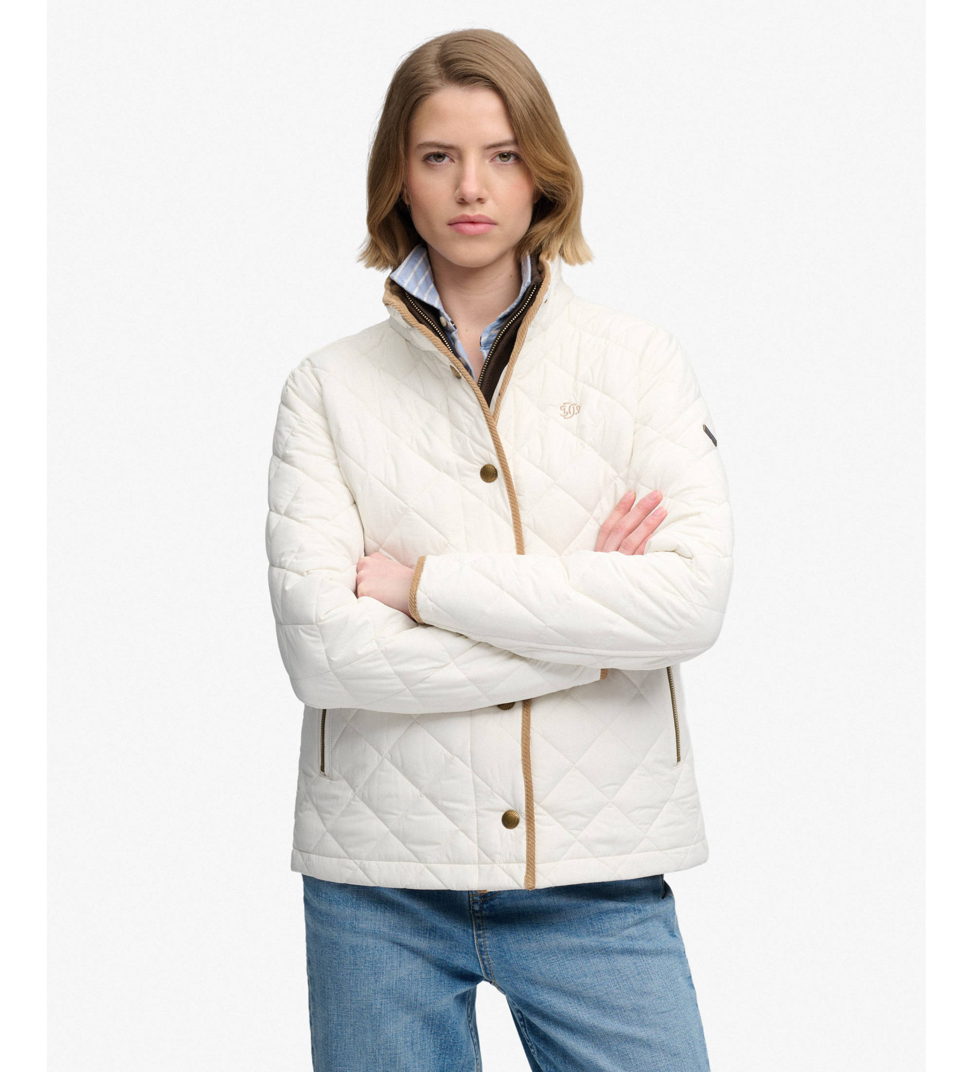 Superdry für Damen. W5012040A Gefütterte Jacke ?Estate Country? in gebrochenem Weiß (XS), Lässig, Polyester