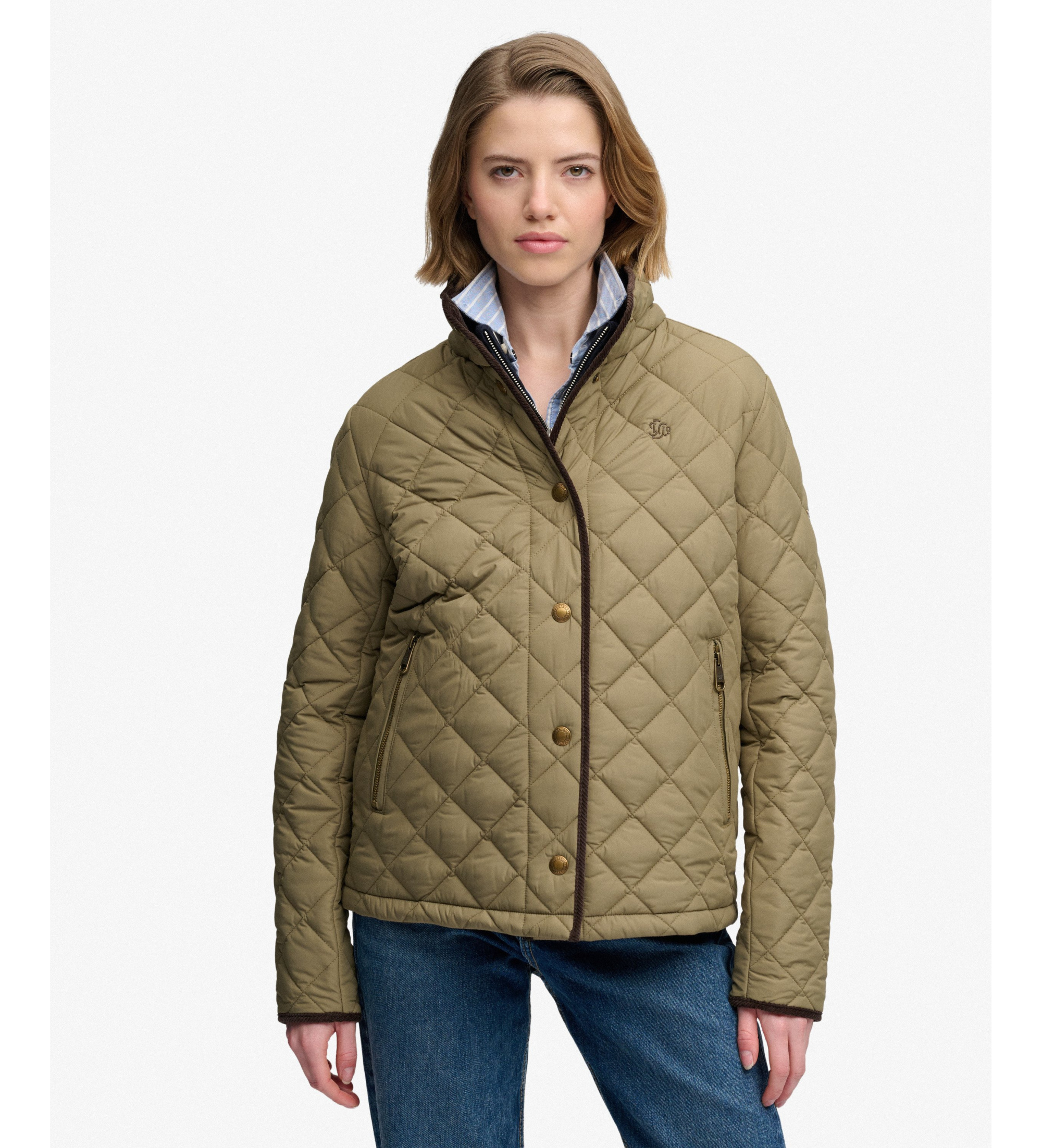 Superdry für Damen. W5012040A Grün gefütterte Estate Country Jacke (M), Lässig, Polyester