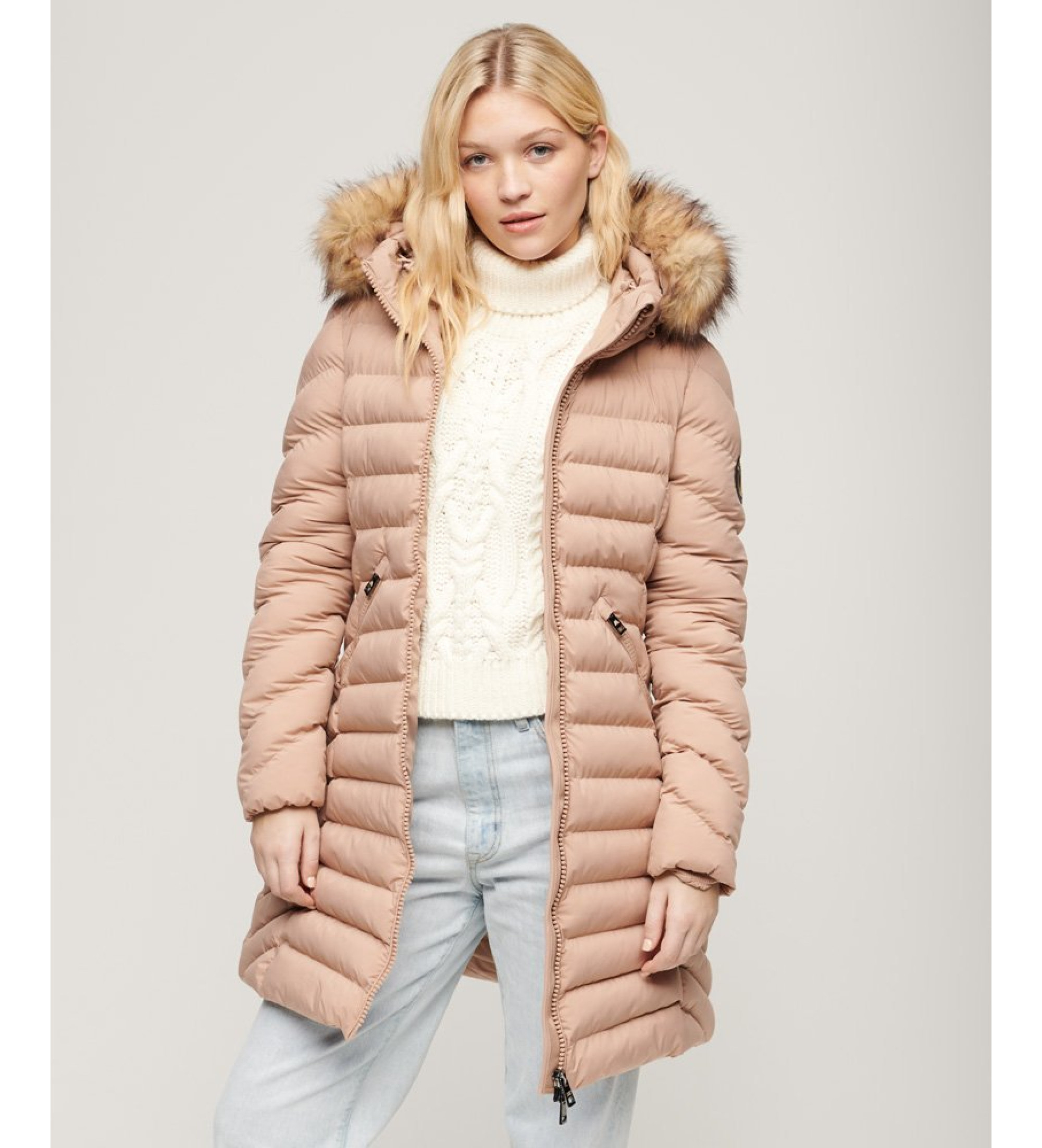 Superdry für Damen. W5011789A Fuji Jacke rosa (M), Lässig, Polyester