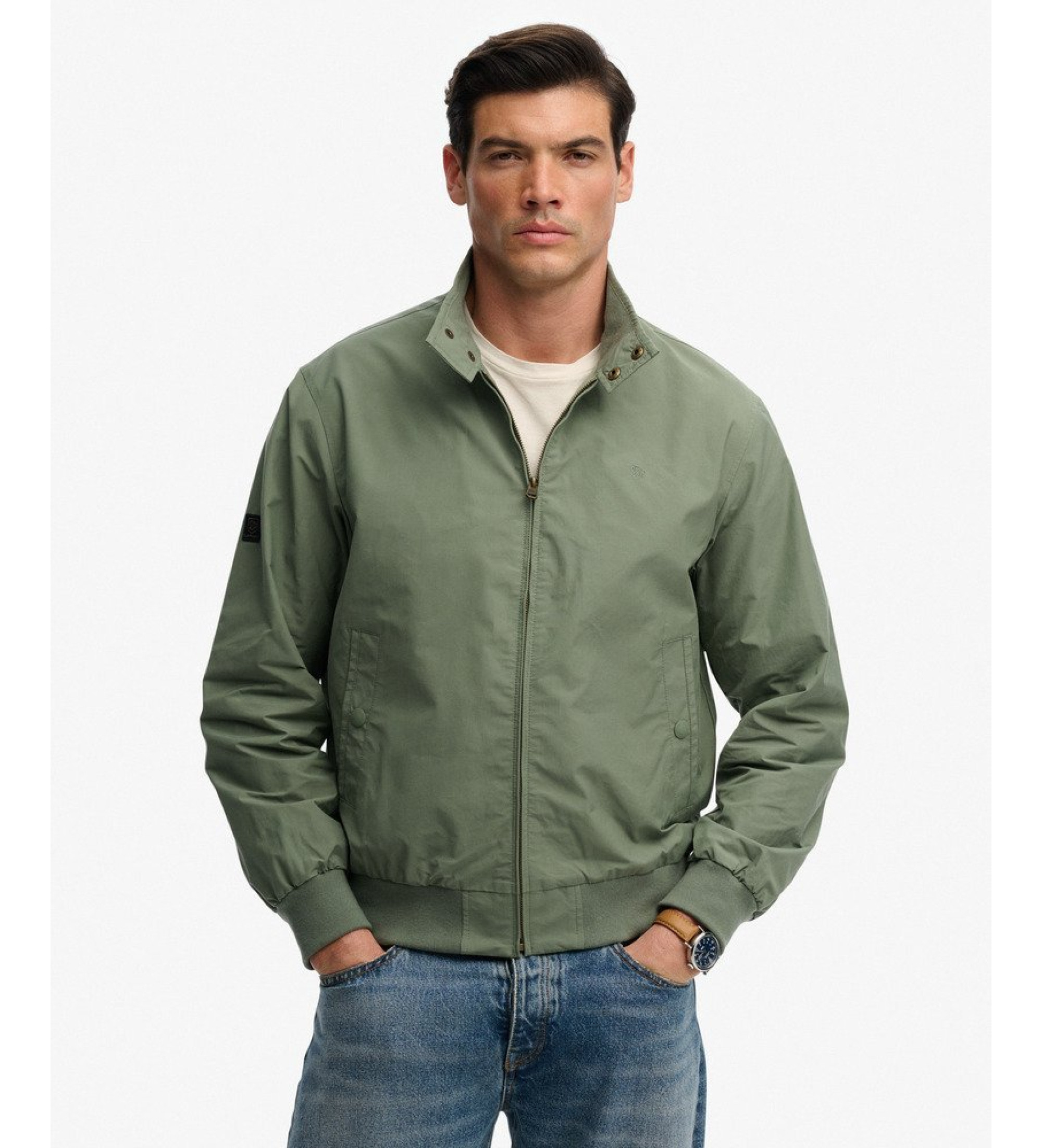 Superdry für Herren. M5012343A Harrington Classic Jacke grün (XXL), Lässig, Baumwolle, Polyester