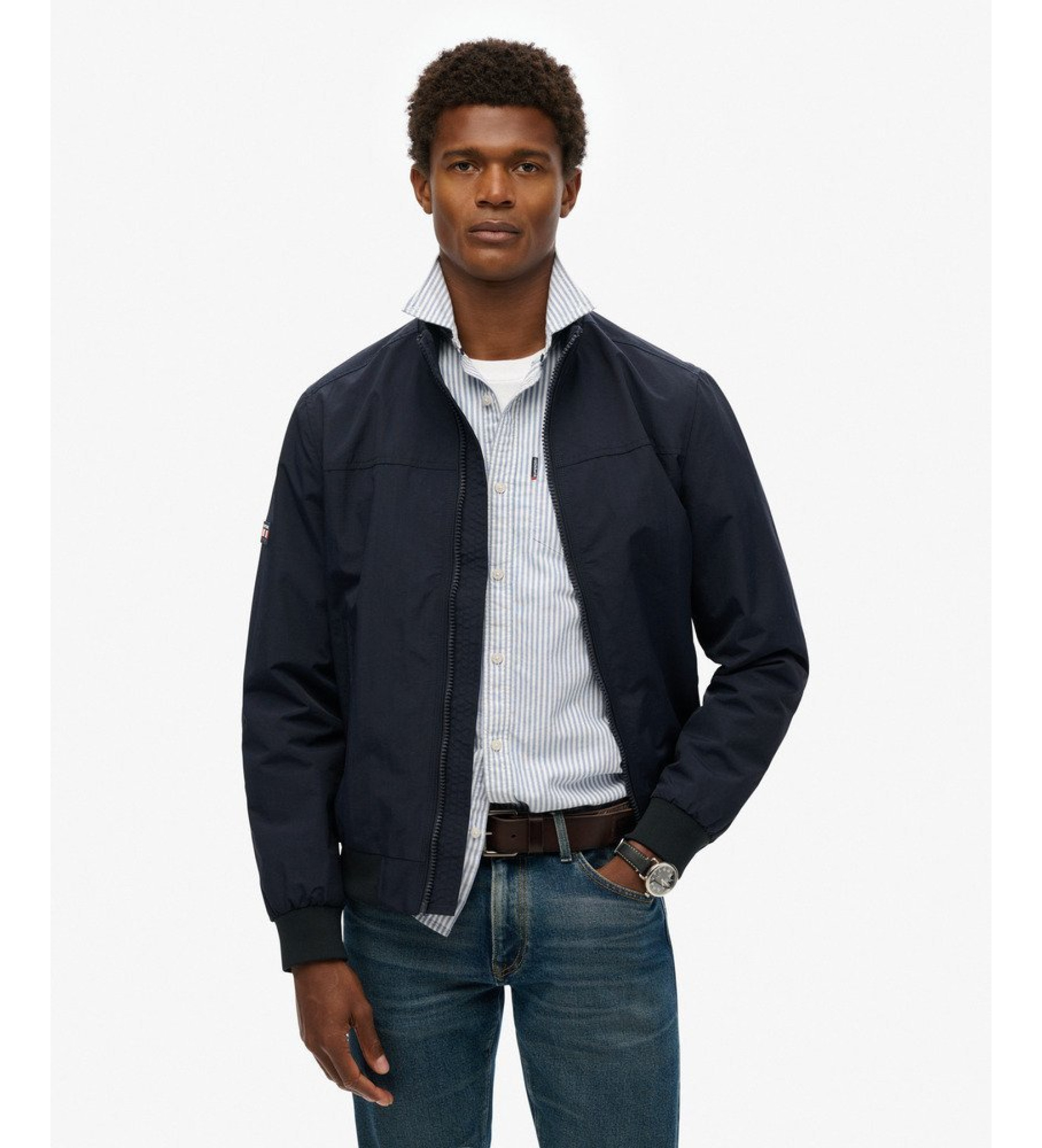 Superdry für Herren. M5012079A Harrington Jacke navy (S), Lässig, Polyamid, Marine