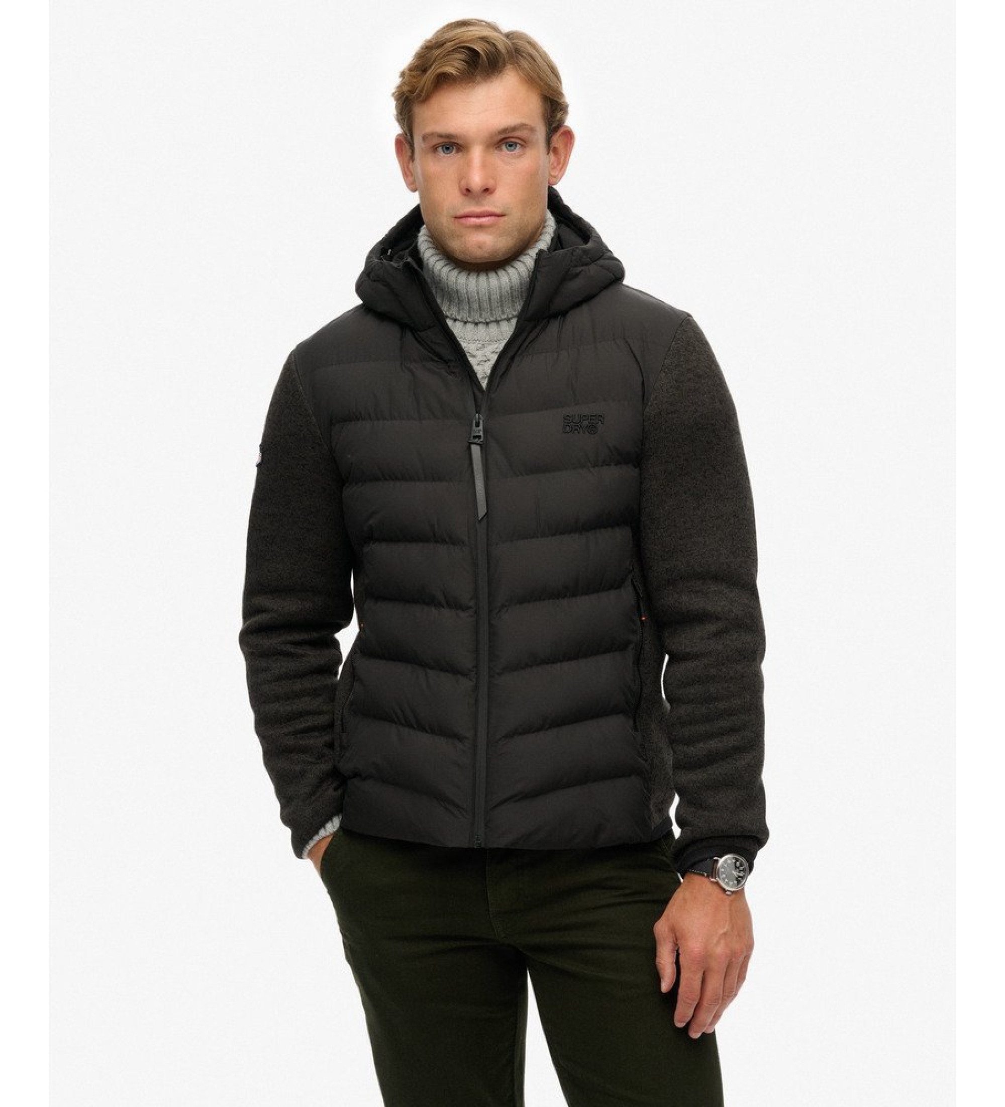 Superdry für Herren. M5012293A Storm Hybrid Jacket schwarz (L), Lässig, Recyceltes Polyester, Nachhaltig