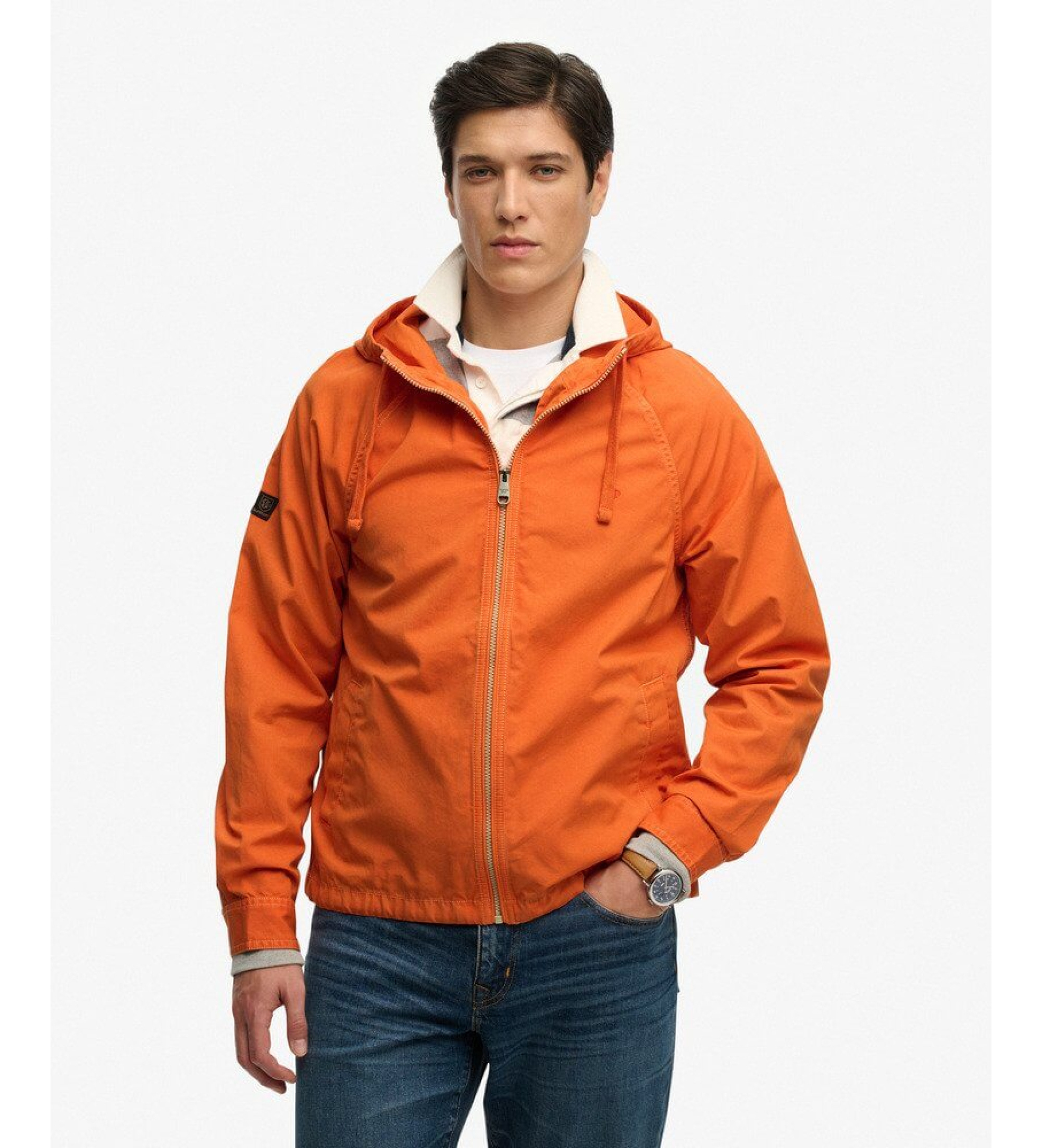 Superdry für Herren. M5012348A Gewaschene Twilljacke orange (M), Lässig, Baumwolle
