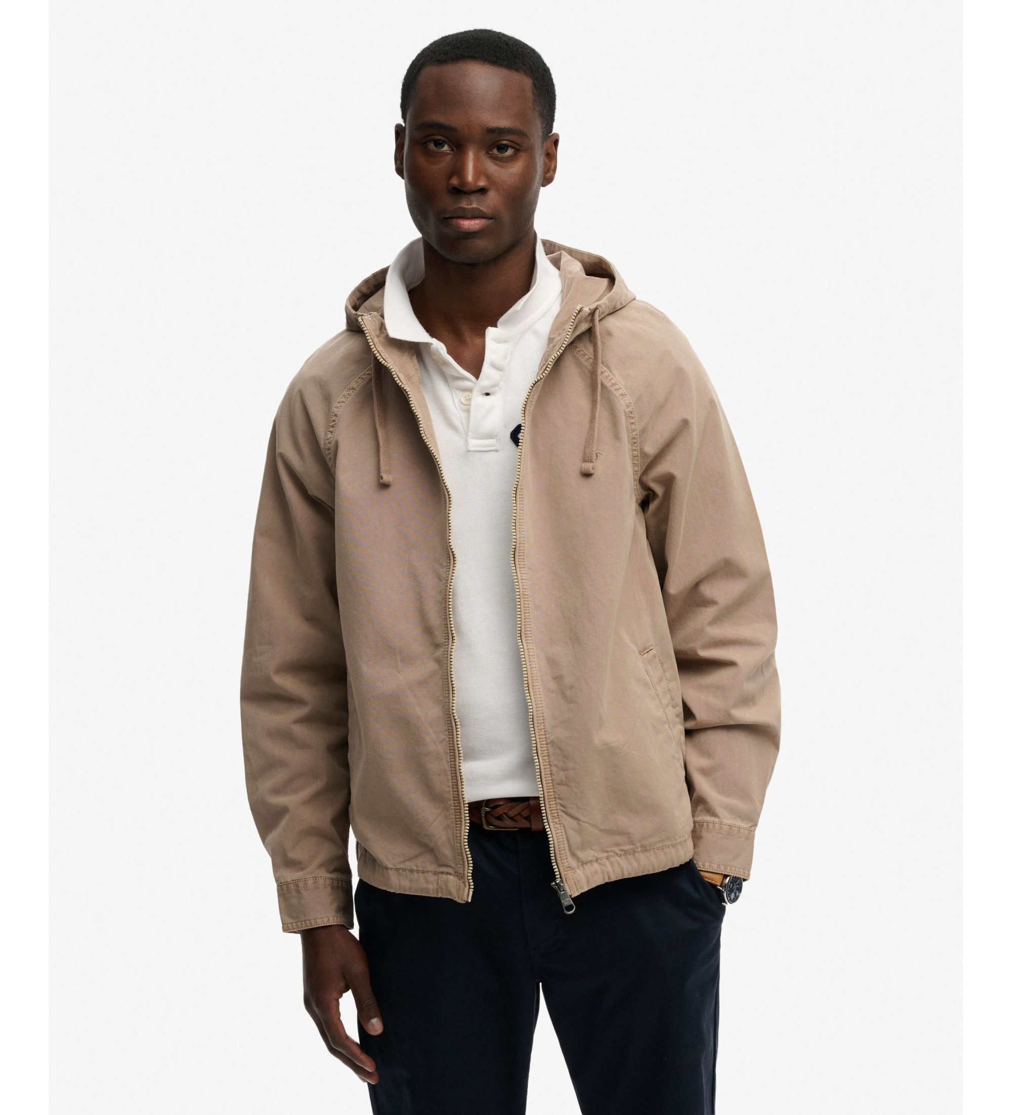 Superdry Herren Twill-jacke mit Kapuze in Washed-optik Cream - Größe: L