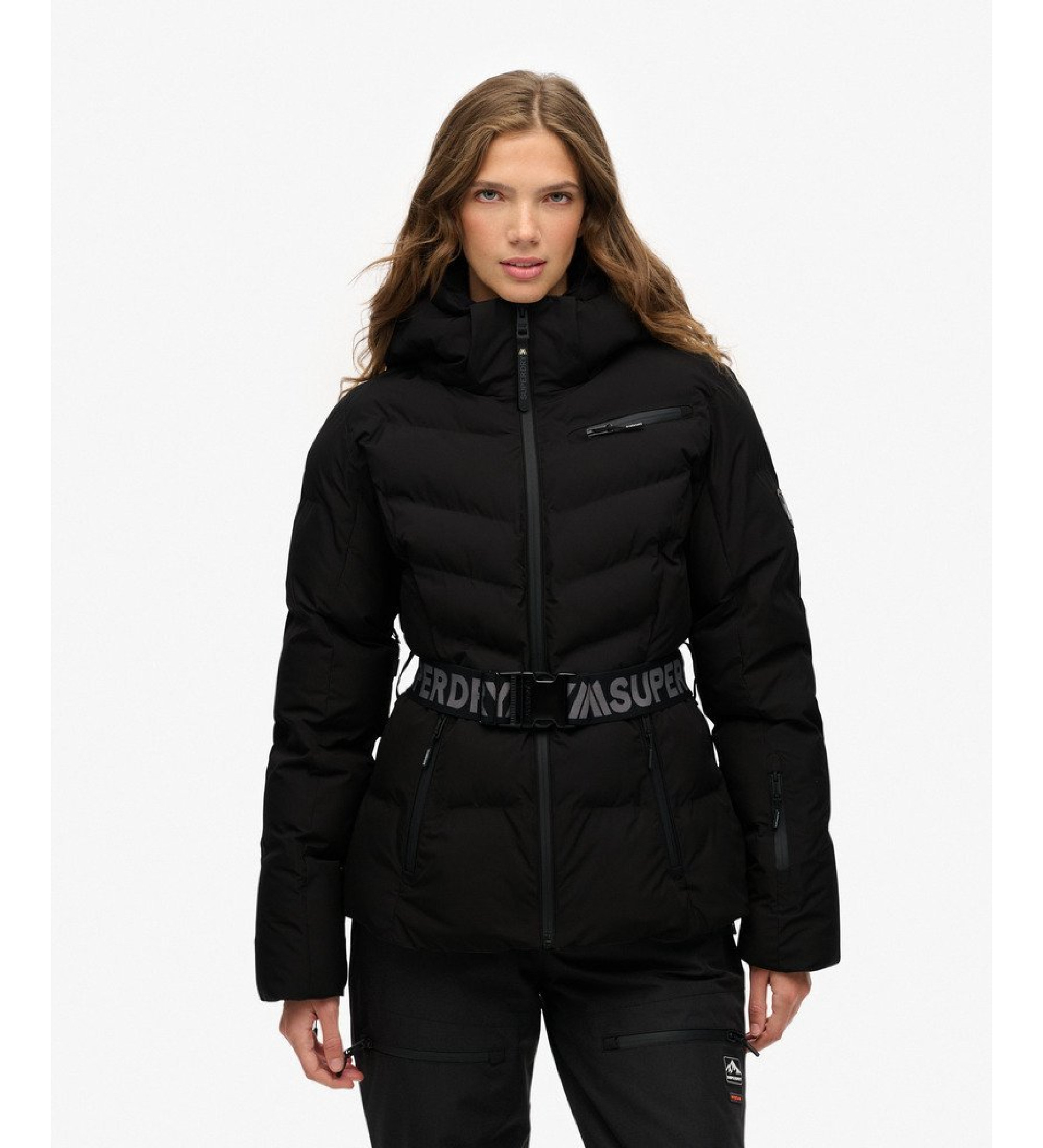 Superdry für Damen. WS110178A Luxe Belted Ski Jacket schwarz (S), Lässig, Sportlich, Polyester, Schnee
