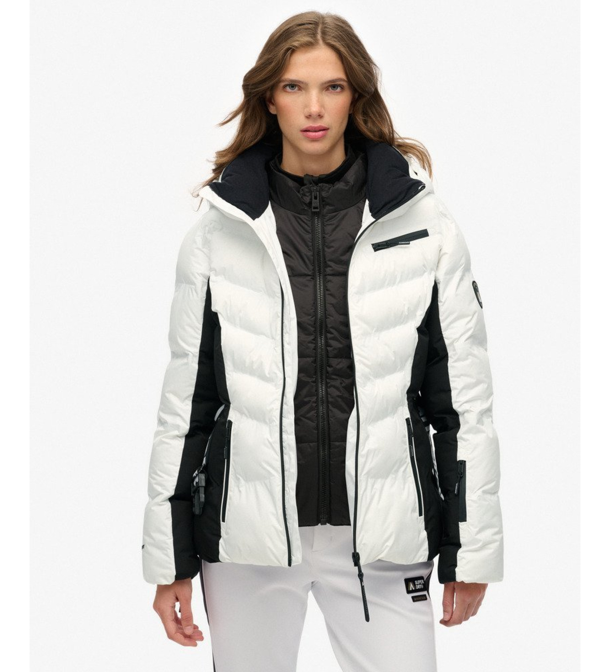 Superdry für Damen. WS110178A Luxe Skijacke weiß (XS), Lässig, Sportlich, Polyester, Schnee