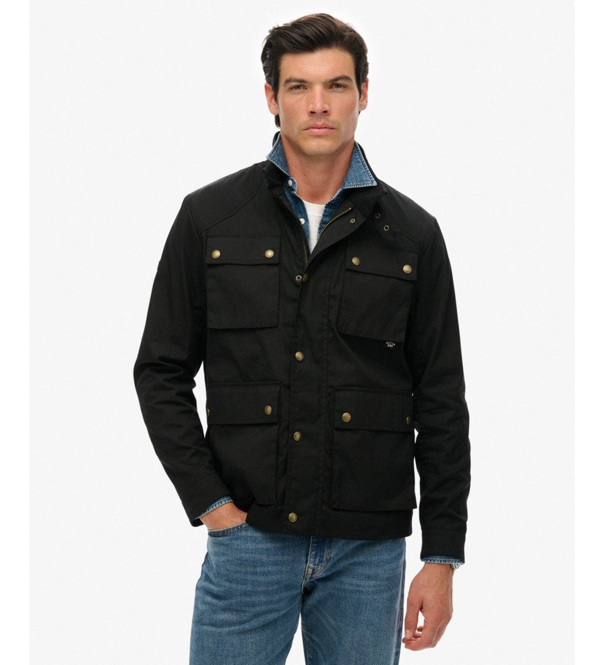 Superdry für Herren. M5012190A Merchant Wax Racer Jacket schwarz (M), Lässig, Baumwolle
