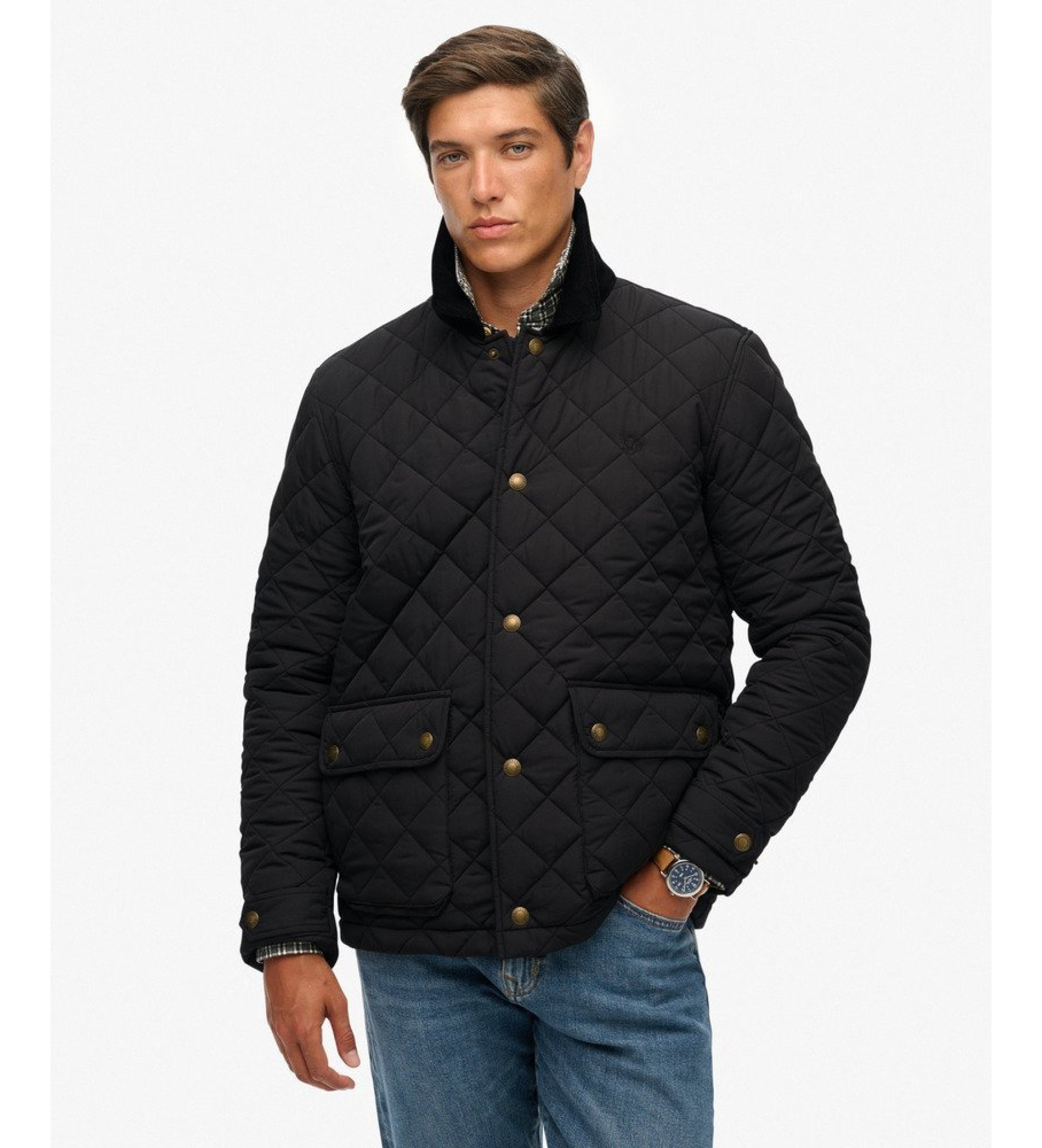 Superdry für Herren. M5012270A Gesteppte Estate Coach Jacke schwarz (XL), Lässig, Polyester