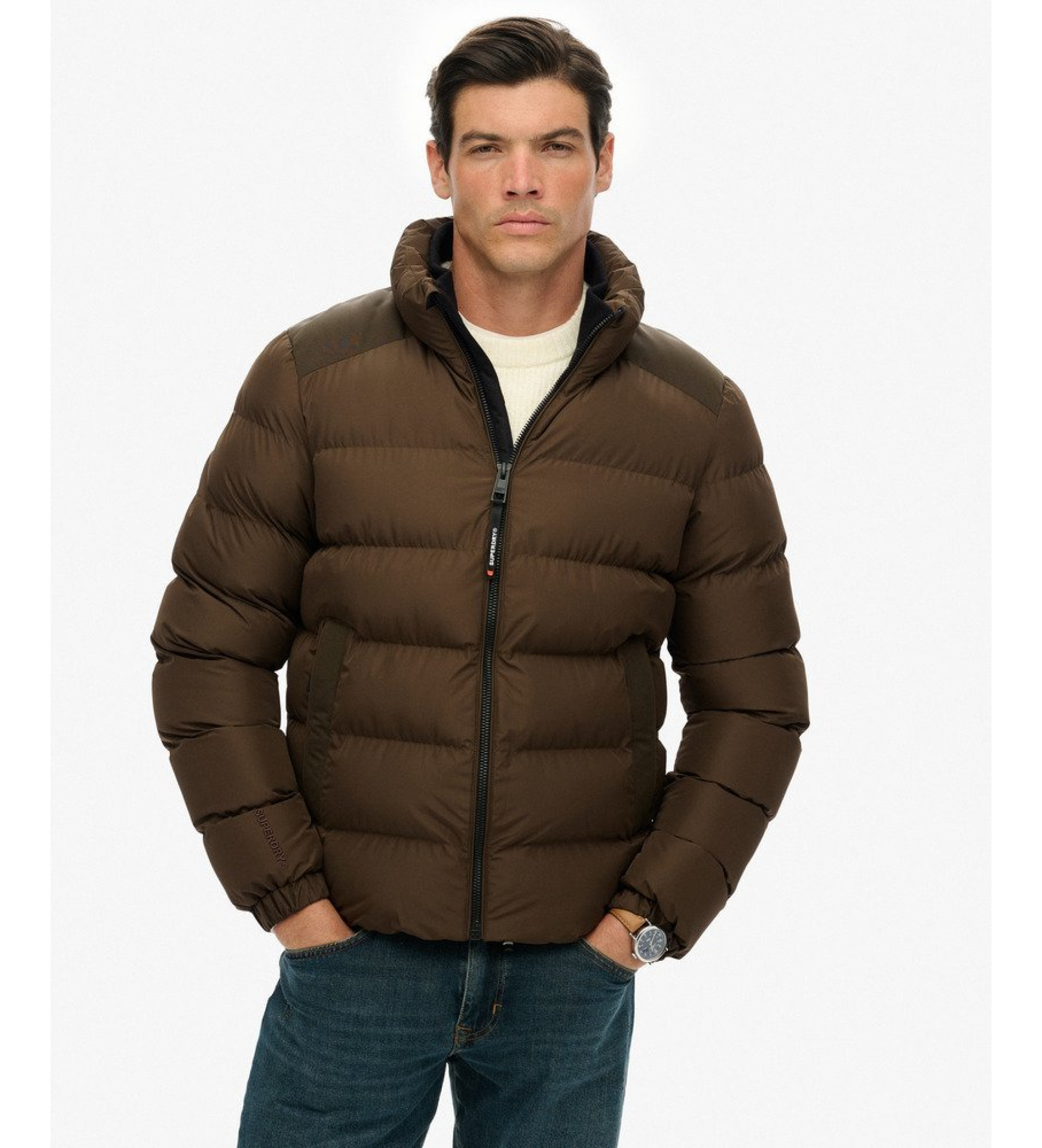 Superdry für Herren. M5012287A Sport-Pufferjacke braun (XL), Lässig, Polyester