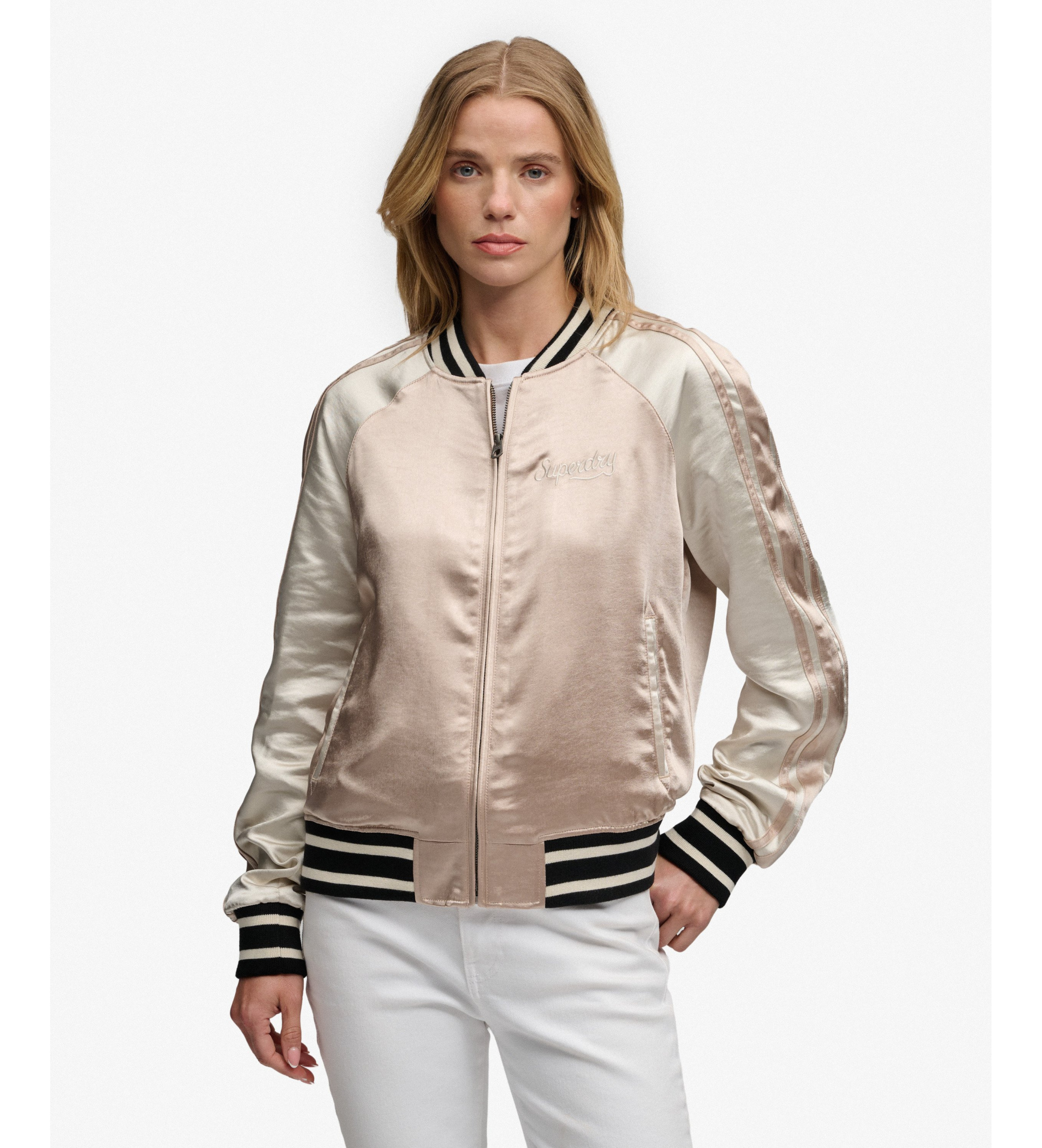 Superdry für Damen. W5012091A Suikajan Bestickte Jacke taupe (XS), Lässig, Polyester