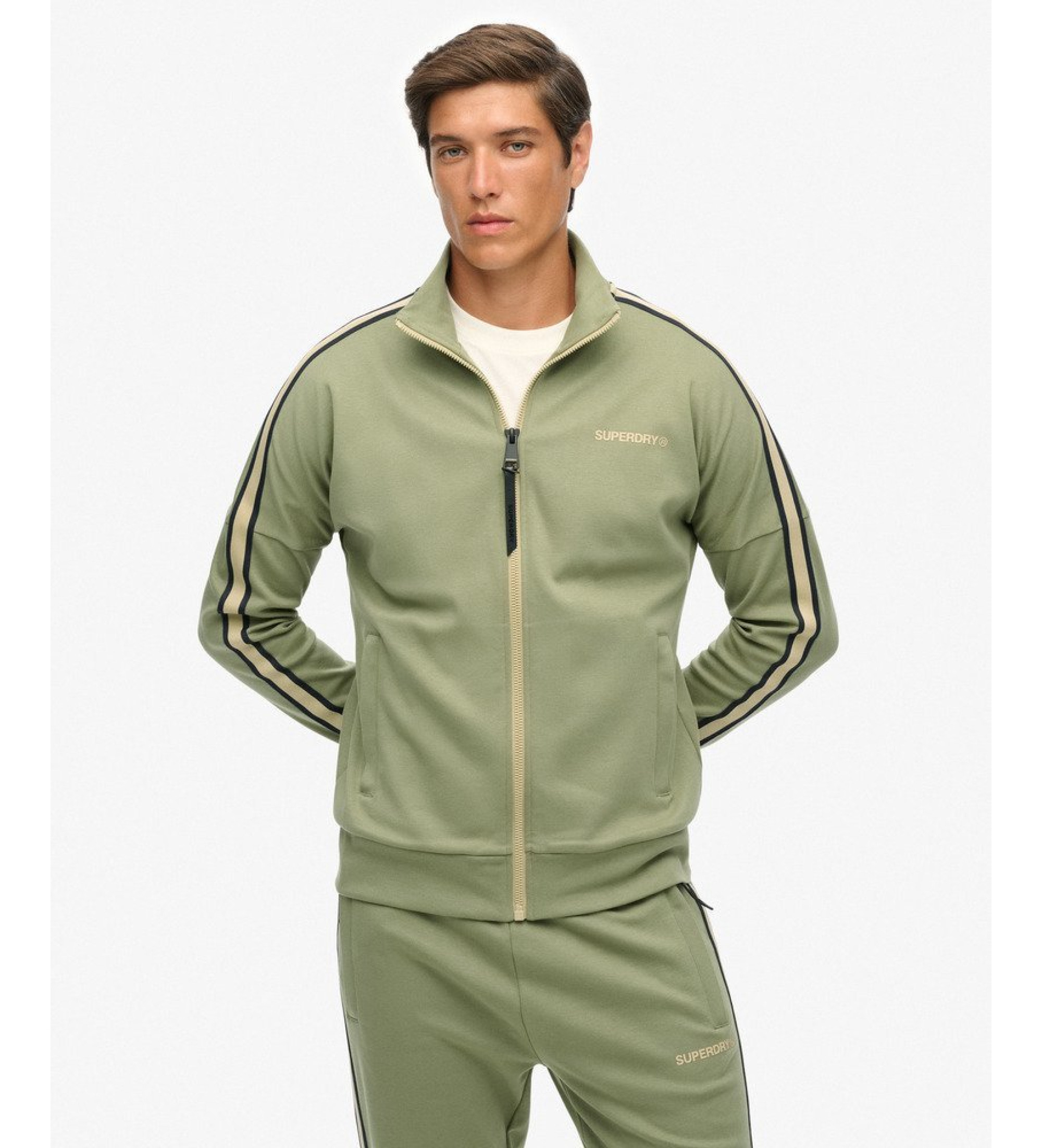 Superdry für Herren. M2014312A Tech Cult Loose Track Jacket grün (XXL), Lässig, Baumwolle