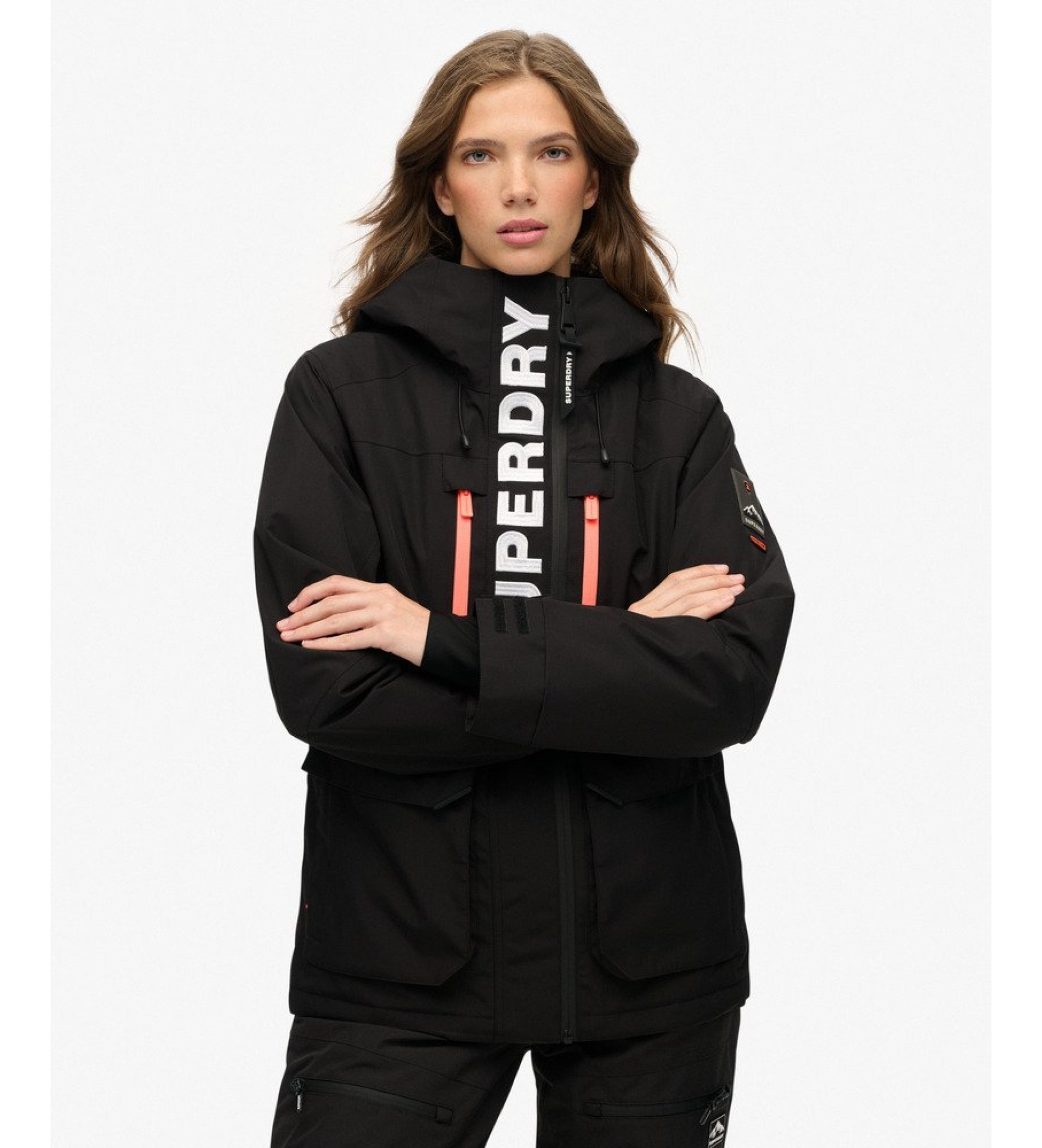 Superdry für Damen. WS110181A Ultimate Freestyle Ski Jacke schwarz (S), Lässig, Sportlich, Polyester, Schnee