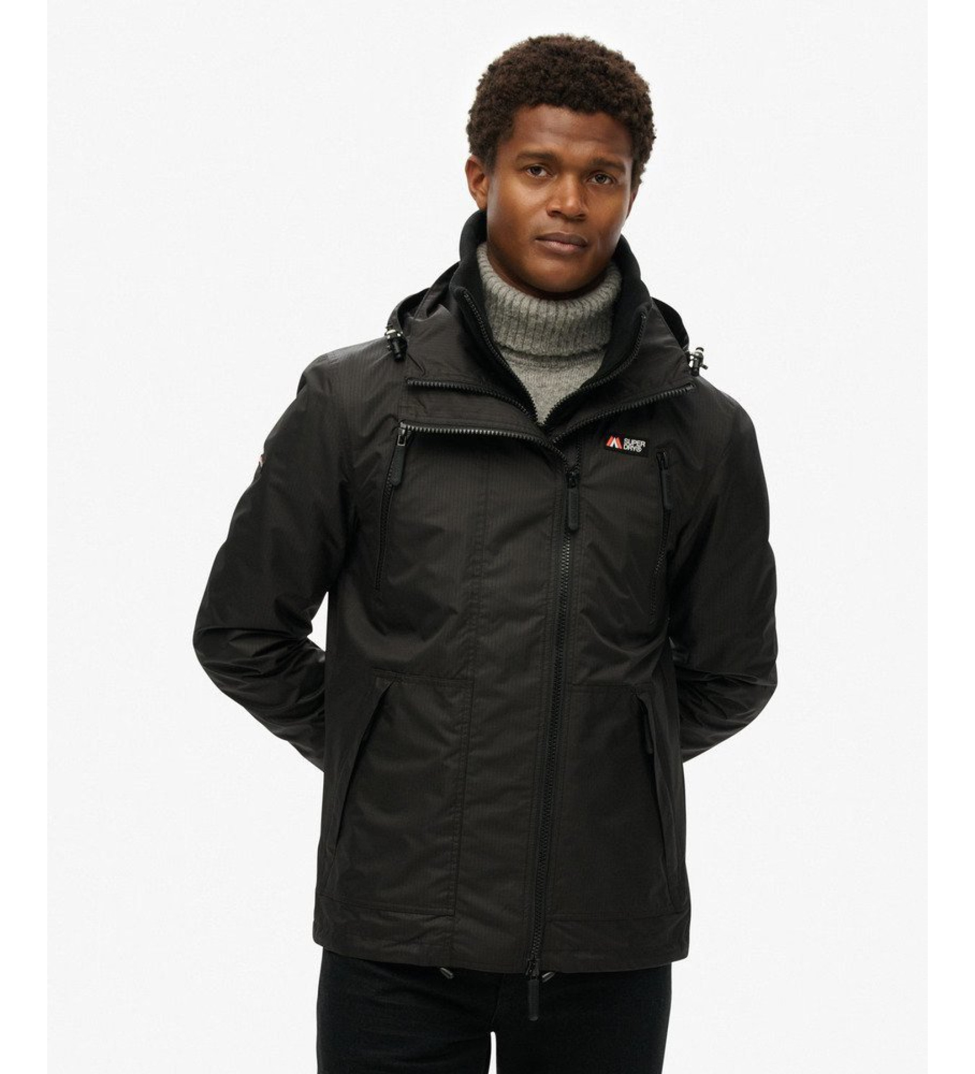 Superdry für Herren. M5012100A Windbreaker Jacke schwarz (L), Lässig, Polyester