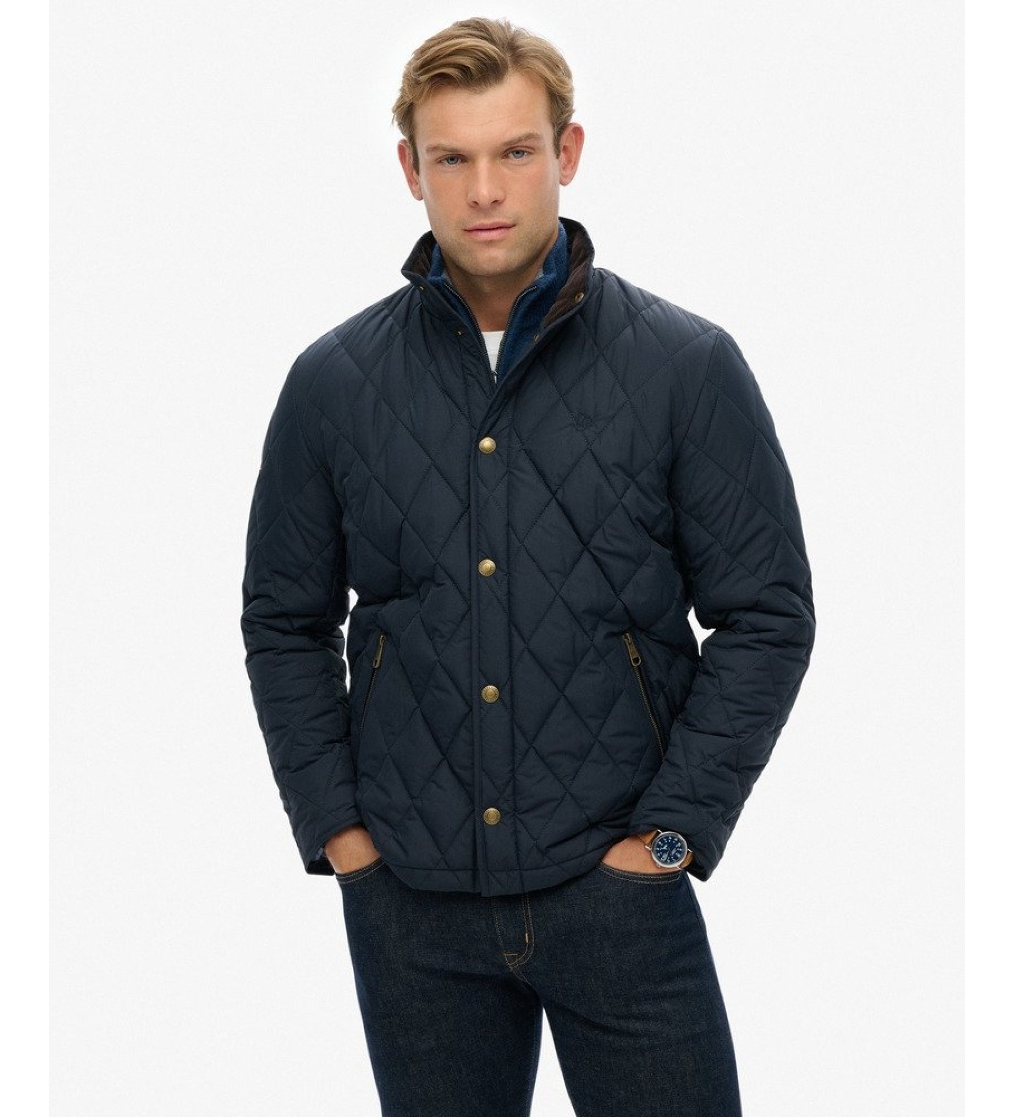 Superdry für Herren. M5012271A Gesteppte Jacke Quilted Estate Country marineblau (XXL), Lässig, Recyceltes Polyester