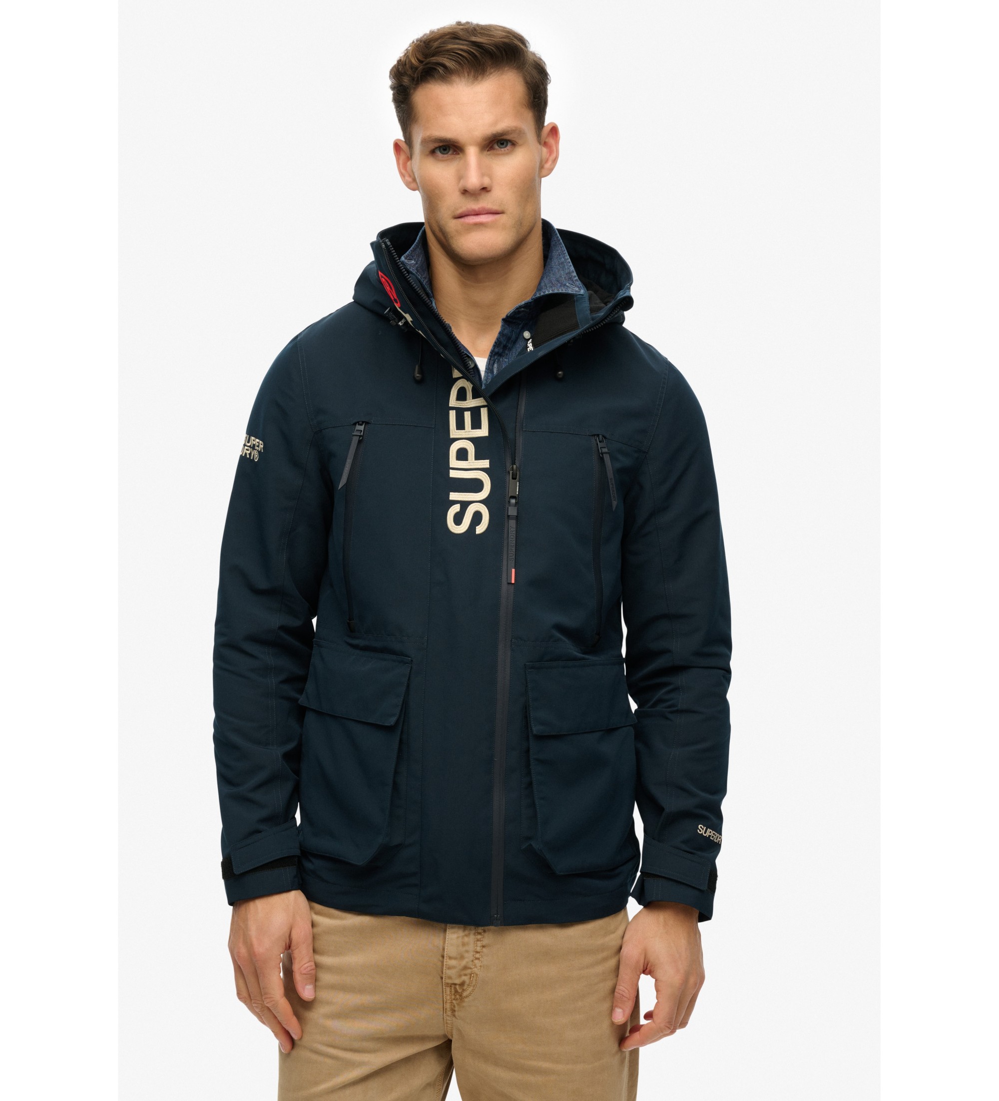 Superdry für Herren. M5012104A Windschutzjacke mit Kapuze und Stickerei Ultimate navy (M), Lässig, Polyester, Marine