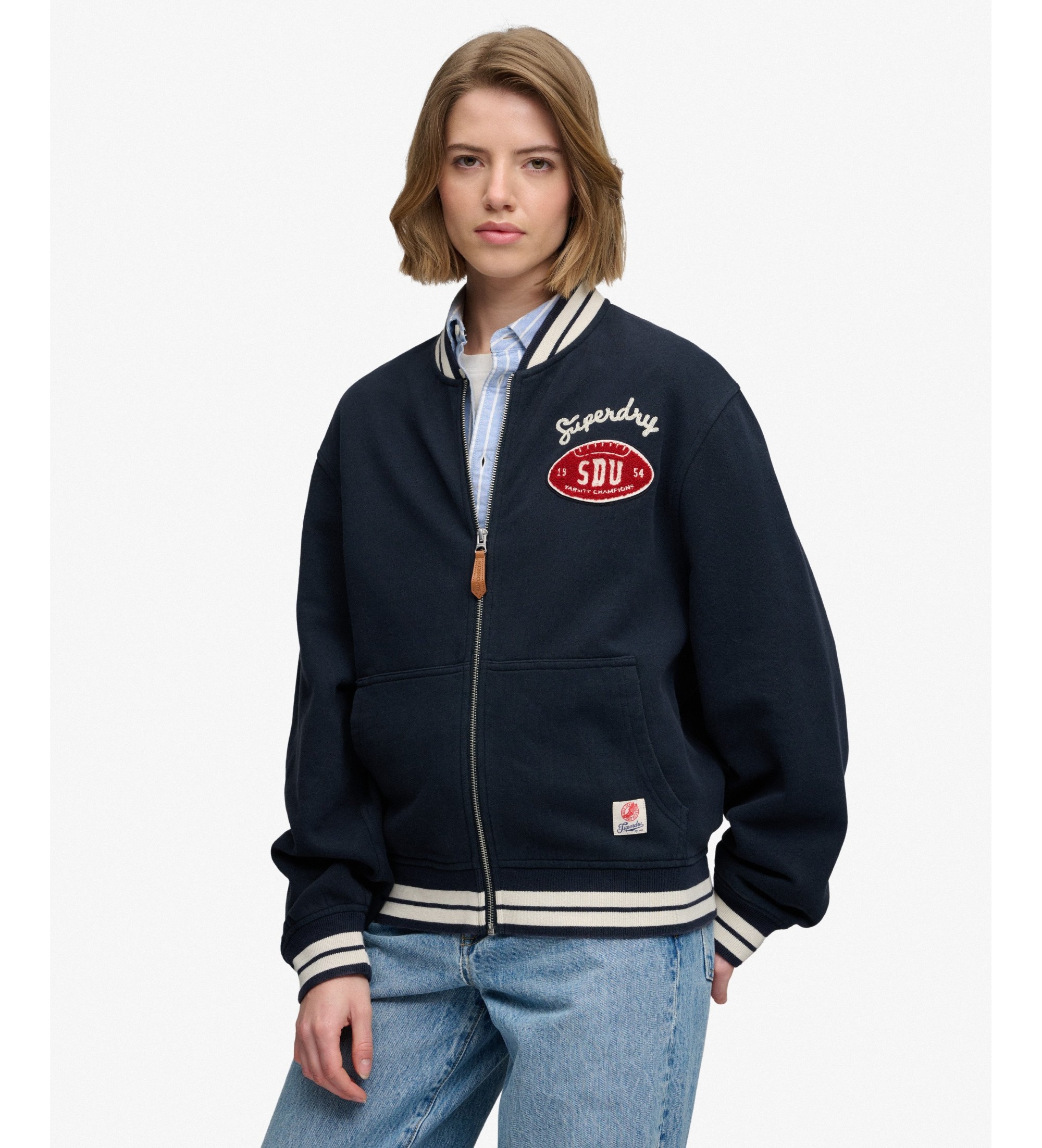 Superdry für Damen. W2012720A Jacke ?Country Club? in Marineblau (S), Lässig, Baumwolle