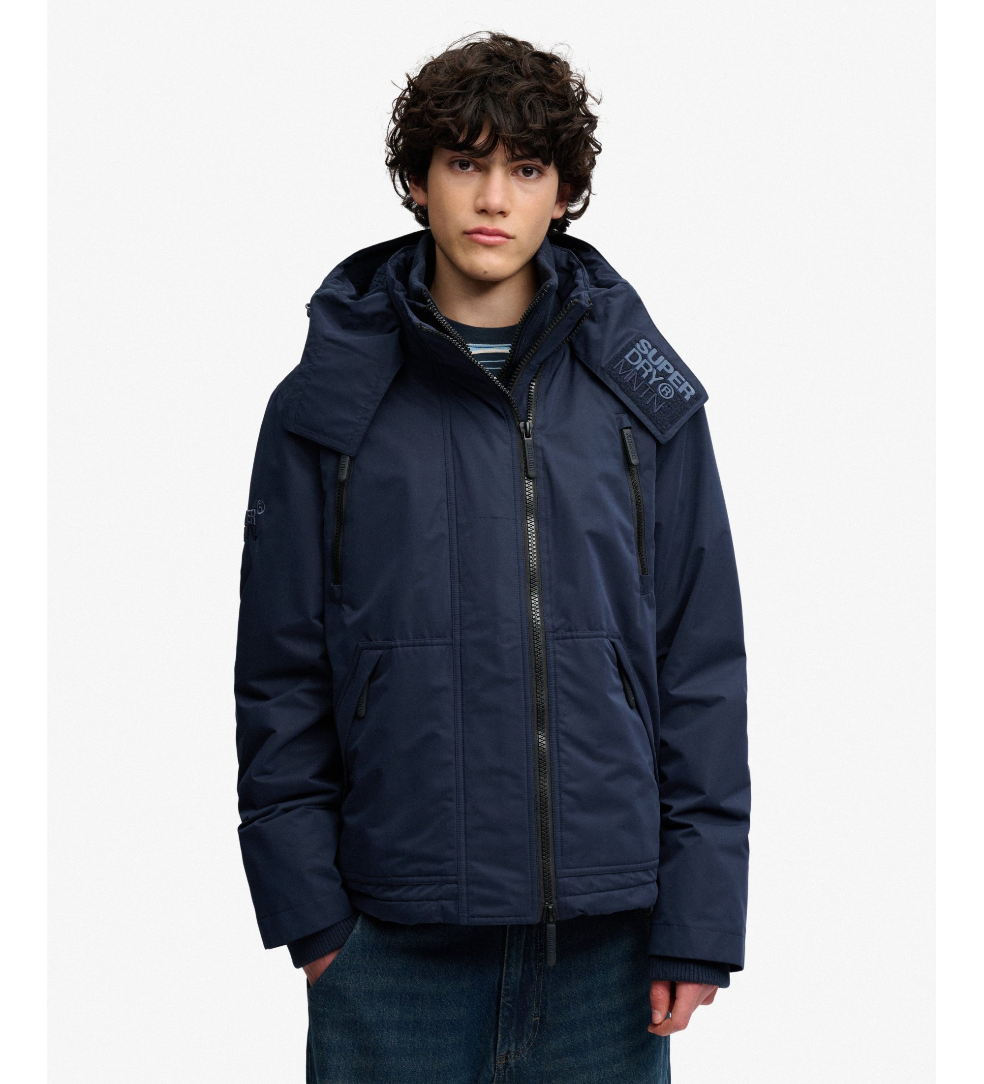 Superdry für Herren. M5012422A Jacke Hooded MF Arctic marineblau (XL), Lässig, Recyceltes Polyester