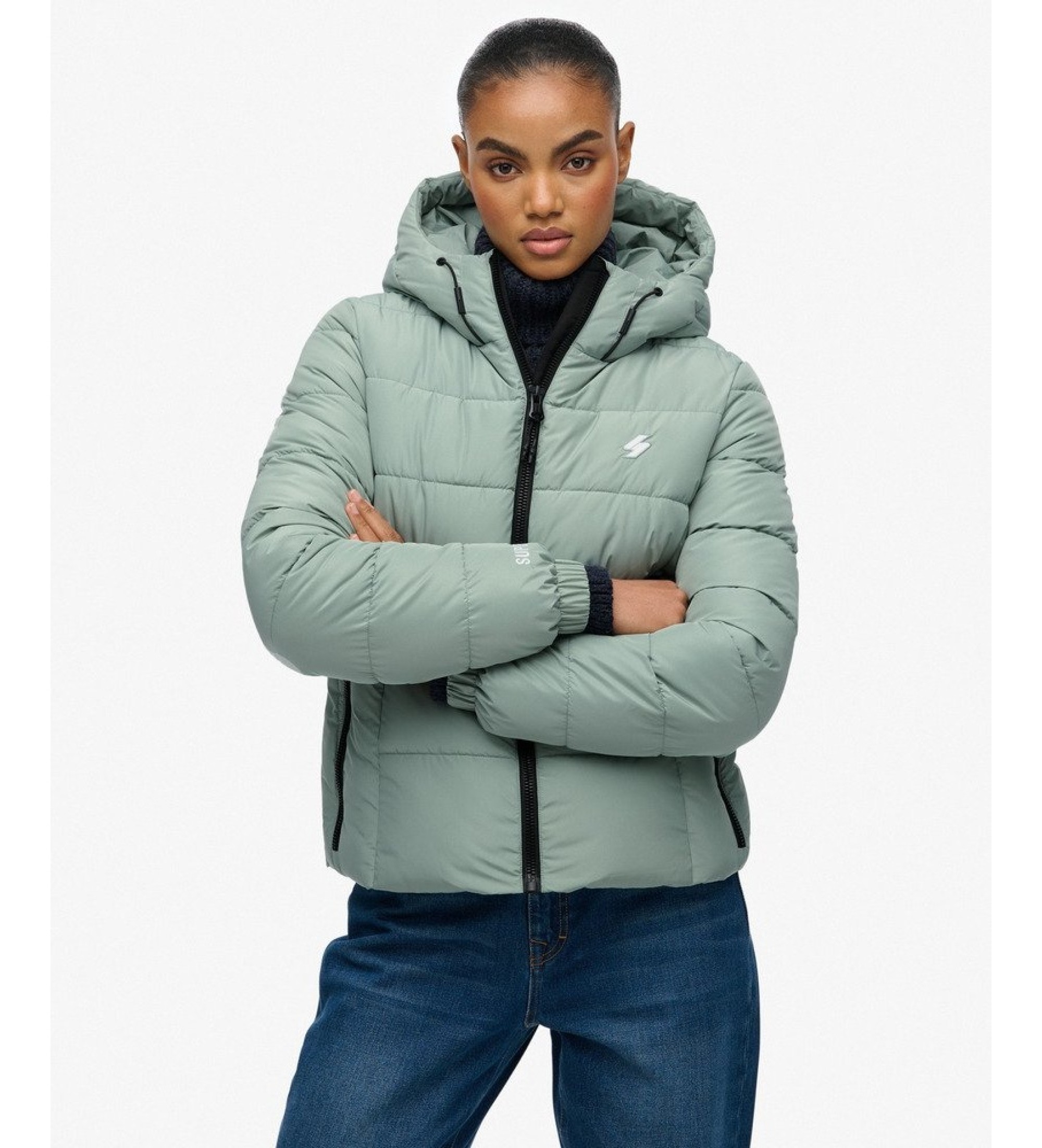 Superdry für Damen. W5012140A Grüne Hooded Spirit Sports-Jacke (XL), Lässig, Polyester
