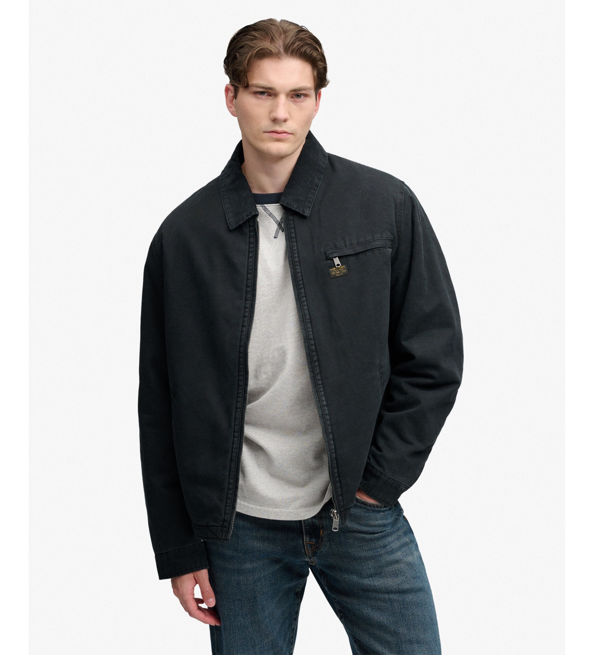 Superdry für Herren. M5012438A Workwear Ranch Jacke schwarz (S), Lässig, Polyester