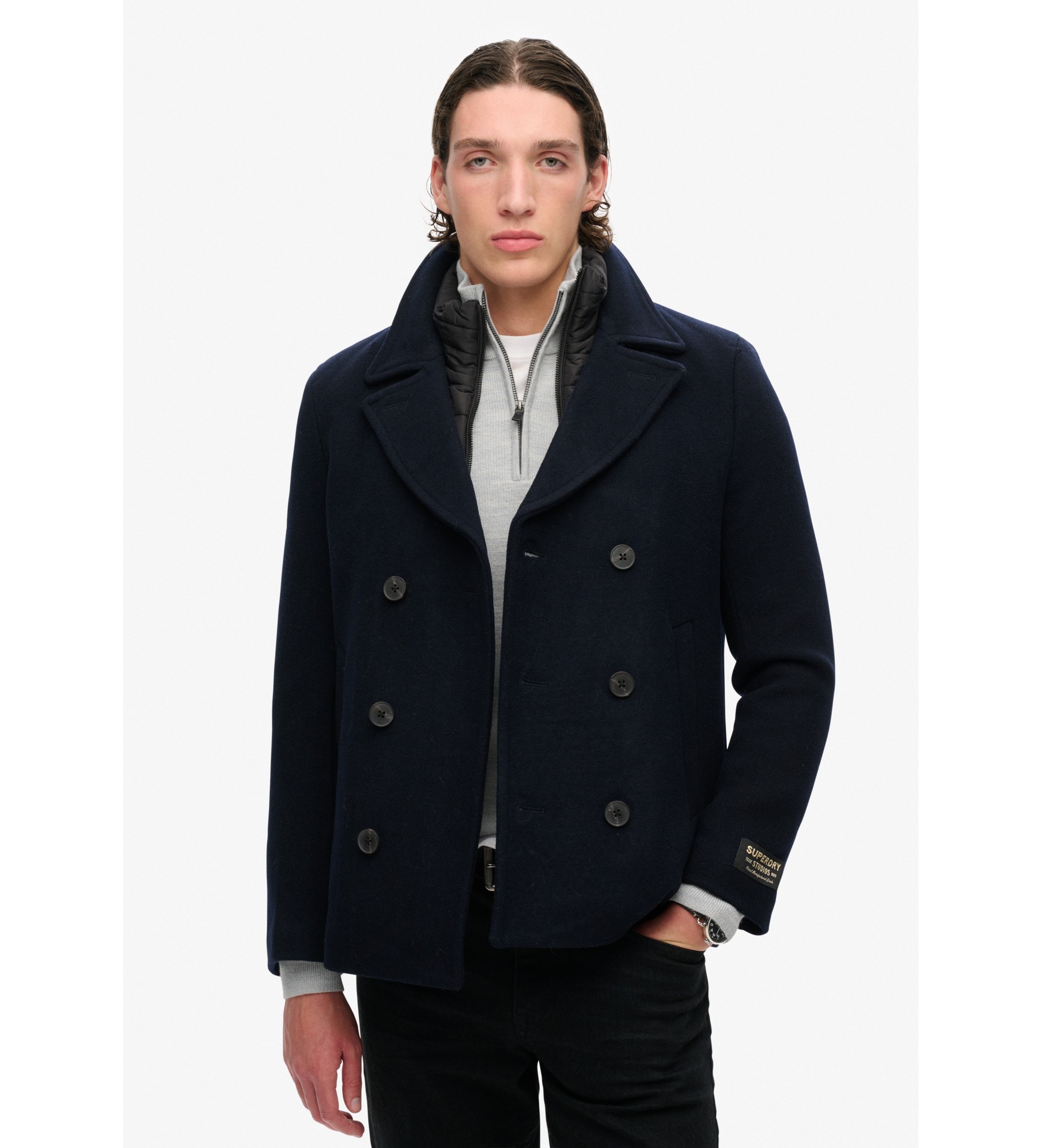 Superdry für Herren. M5011792A 2-in-1-Wolljacke navy (L), Lässig, Wolle, Marine