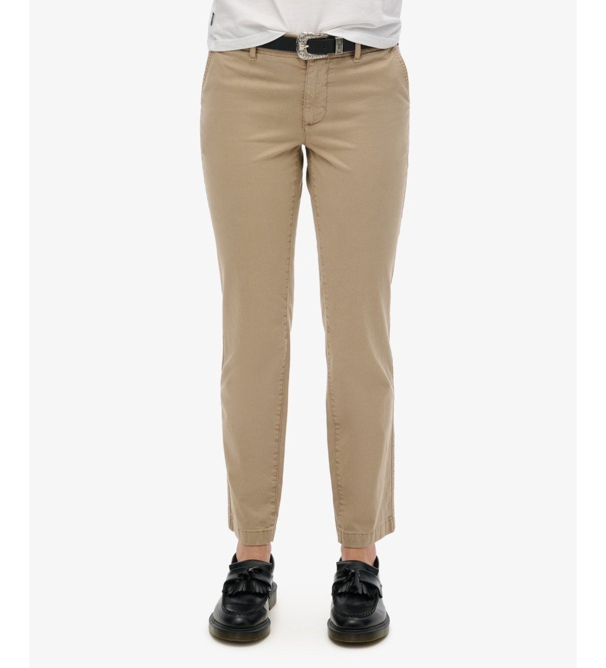 Superdry für Damen. W7011218A Chino-Hose mit mittlerer Leibhöhe in Taupe (32/30), Lässig, Baumwolle