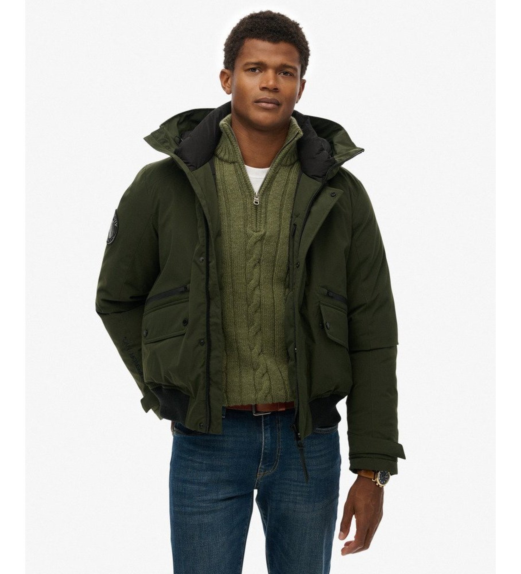 Superdry für Herren. M5011908A City Padded Bomber Jacket grün (XL), Lässig, Synthetisch