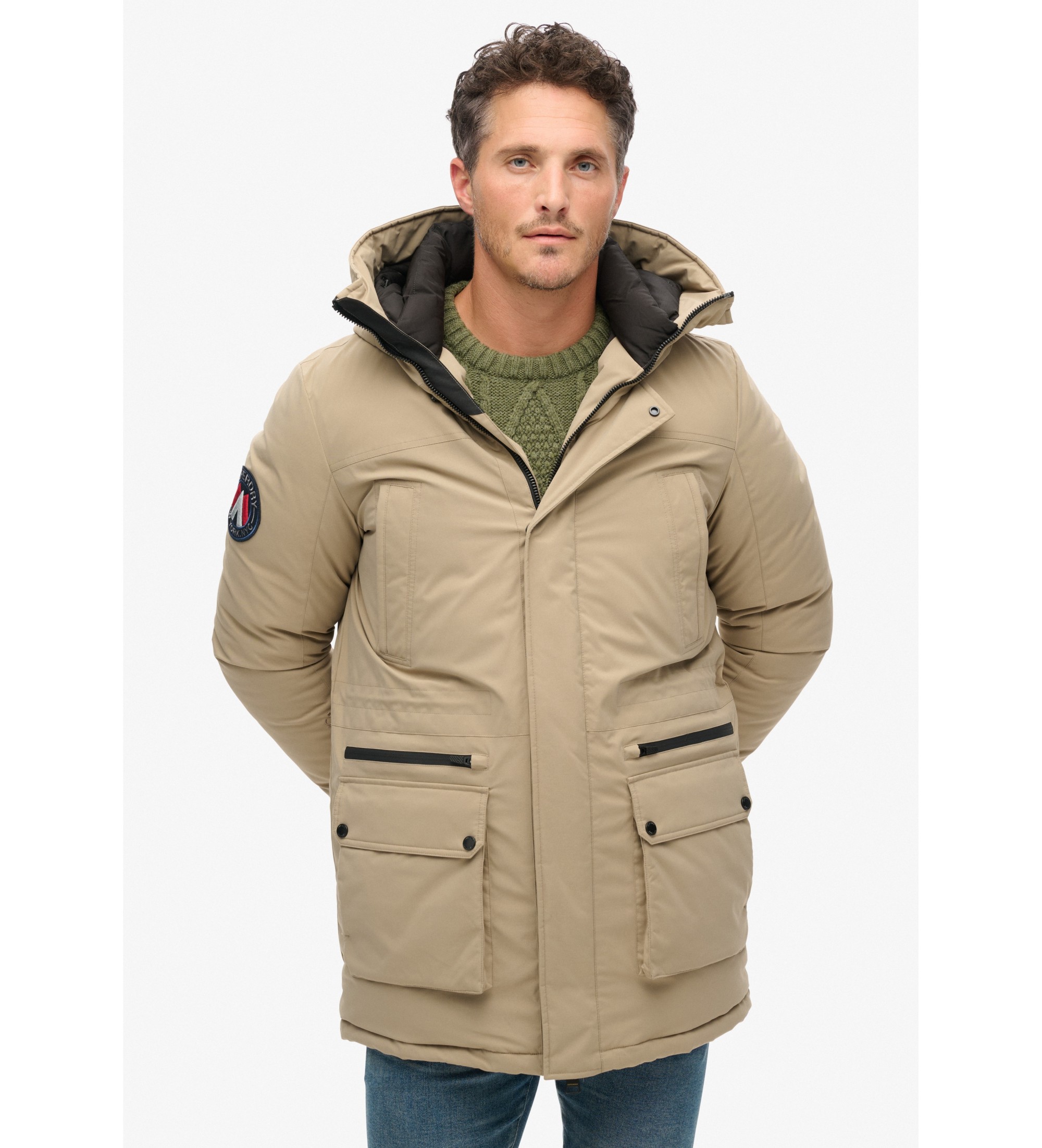 Superdry für Herren. M5011909A City Padded Parka beige (M), Lässig, Polyester, Nachhaltig