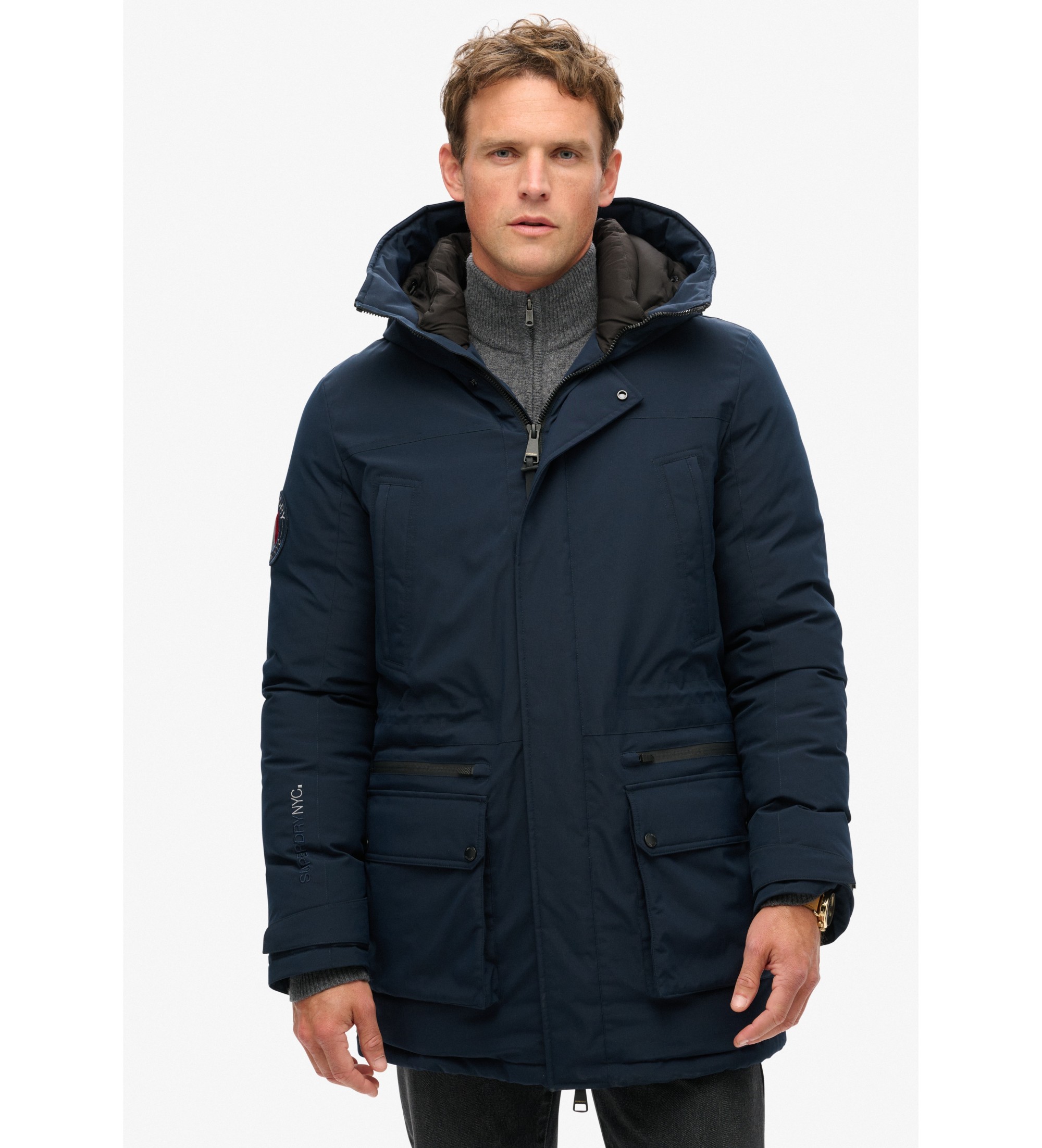 Superdry für Herren. M5011909A City Padded Parka Jacke navy (S), Lässig, Recyceltes Polyester, Nachhaltig, Marine