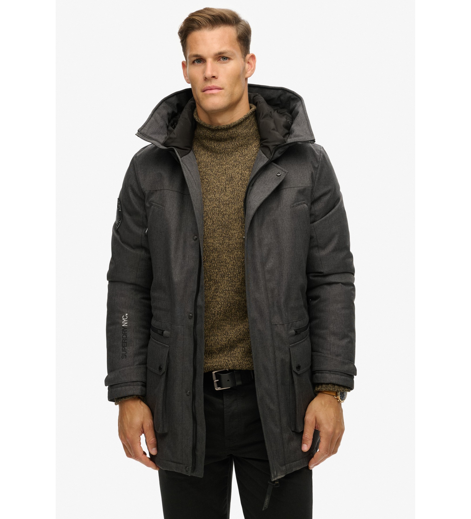Superdry für Herren. M5012049A Gesteppter Tweed-Parka City grau (M), Lässig, Recyceltes Polyester, Nachhaltig