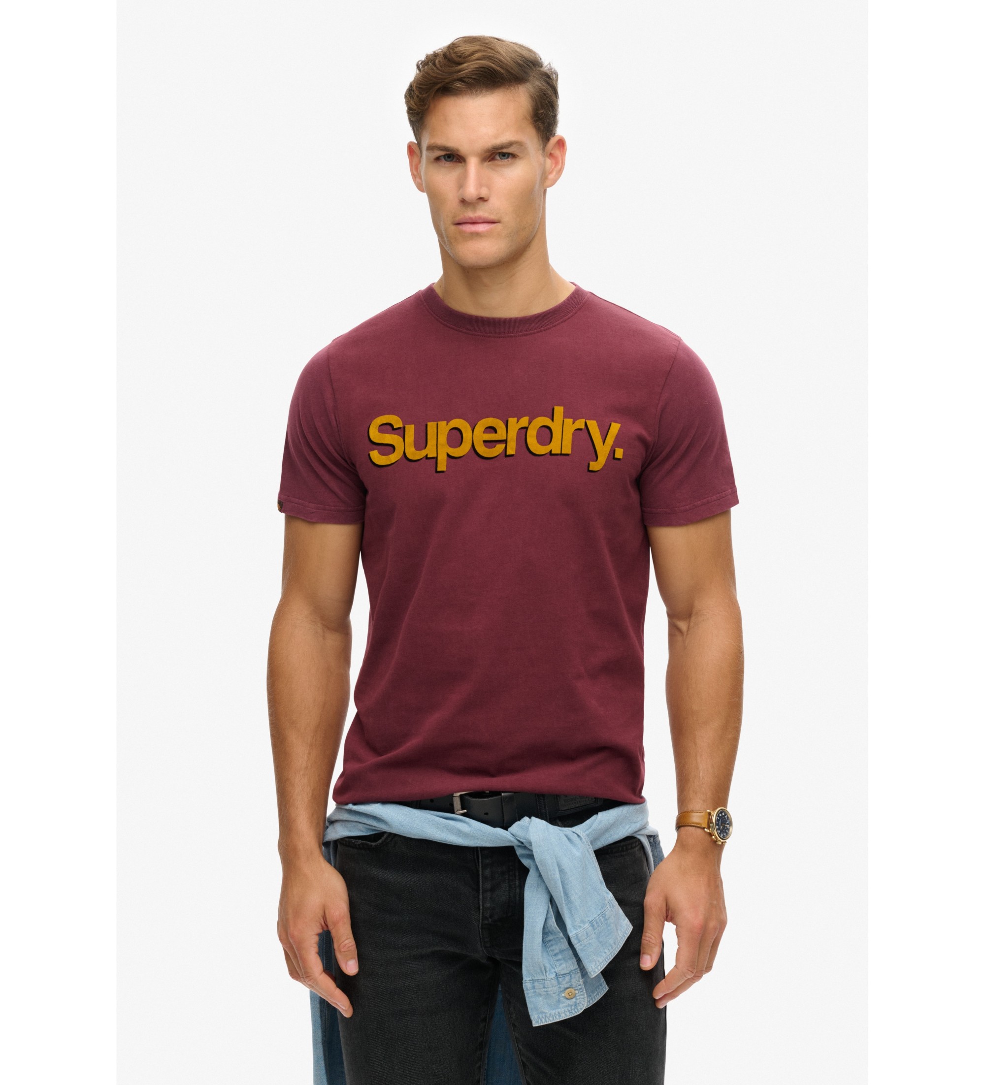 Superdry für Herren. M1012197A Klassisches Core Logo-T-Shirt rot (XXL), Lässig, Baumwolle, Kurzarm