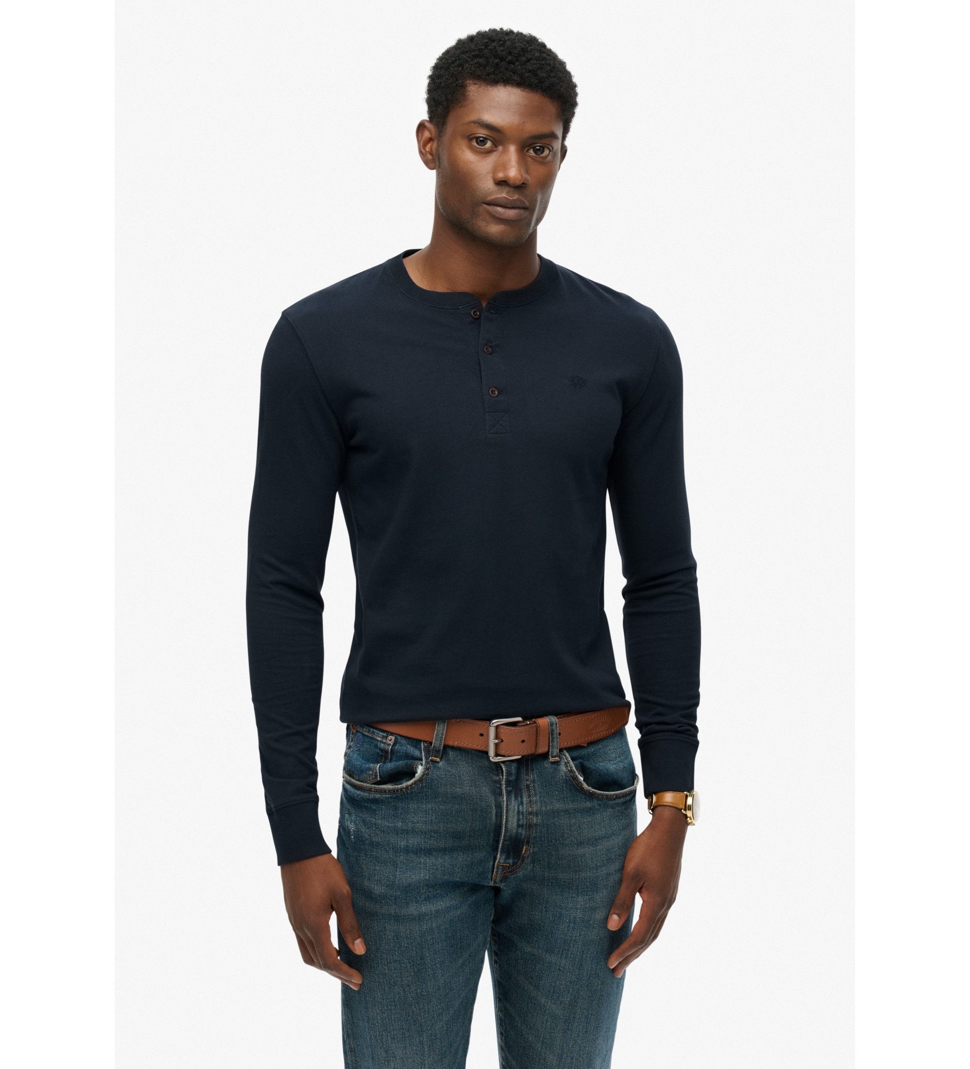 Superdry für Herren. M6010907A Polo Classic Essential Opa navy (XXL), Lässig, Baumwolle, Langarm, Marine