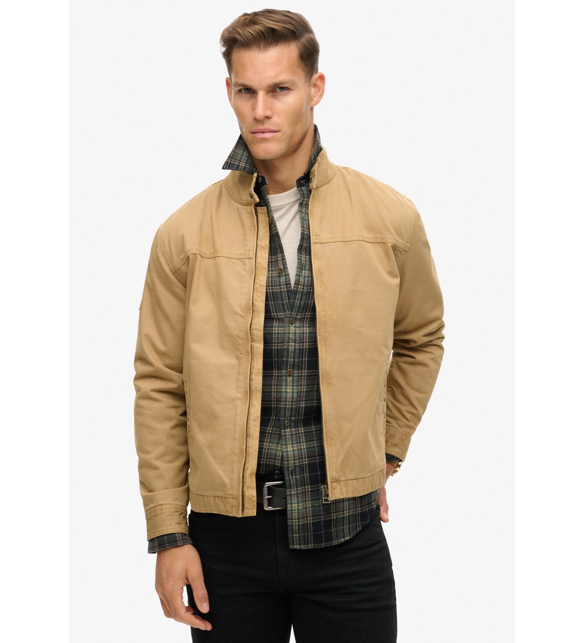 Superdry für Herren. M5011945A Braune klassische Harrington-Jacke (XXL), Lässig, Bio-Baumwolle, Nachhaltig