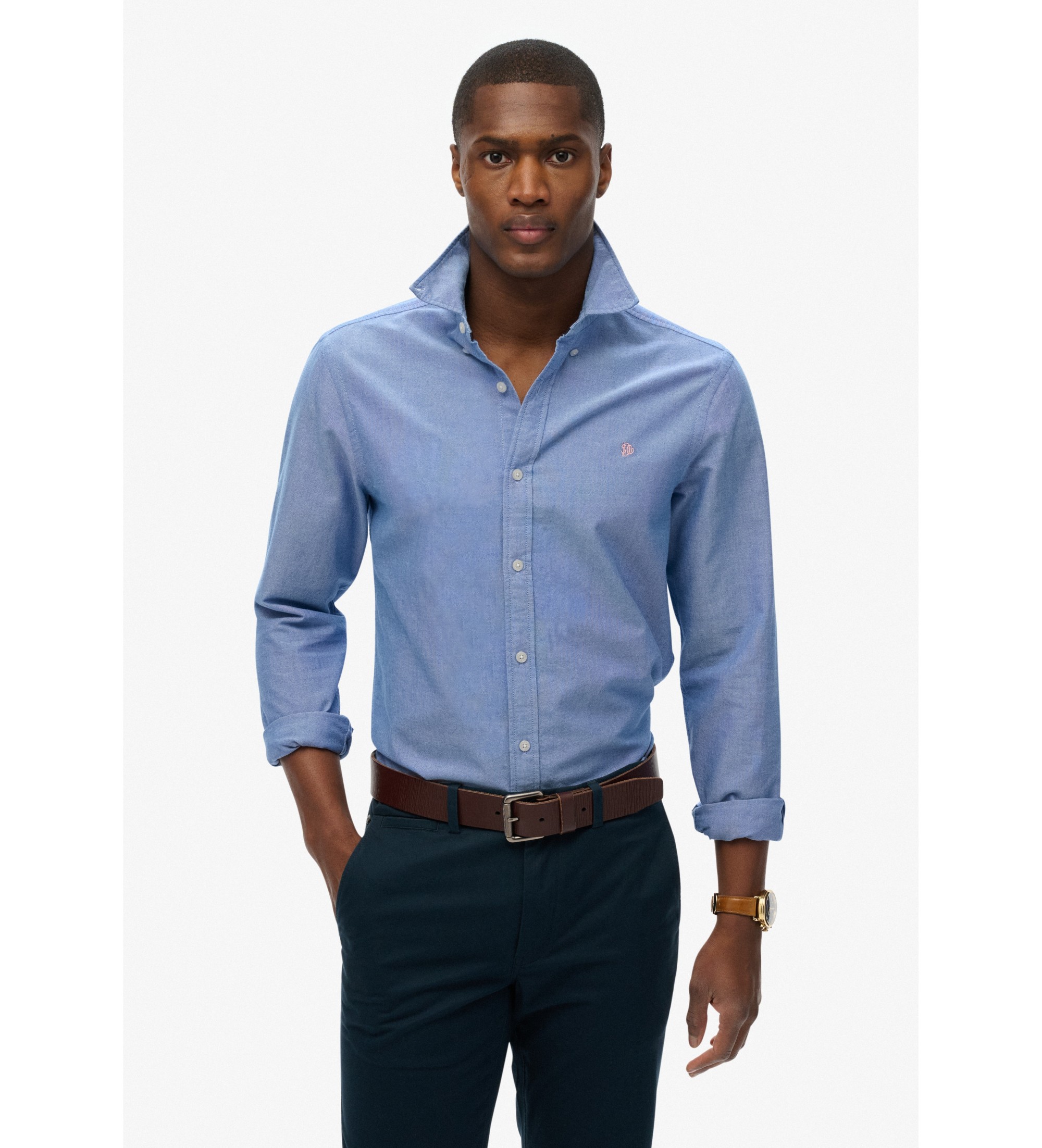 Superdry für Herren. M4011037A Klassisches Oxford-Hemd blau (XXL), Baumwolle, Langarm