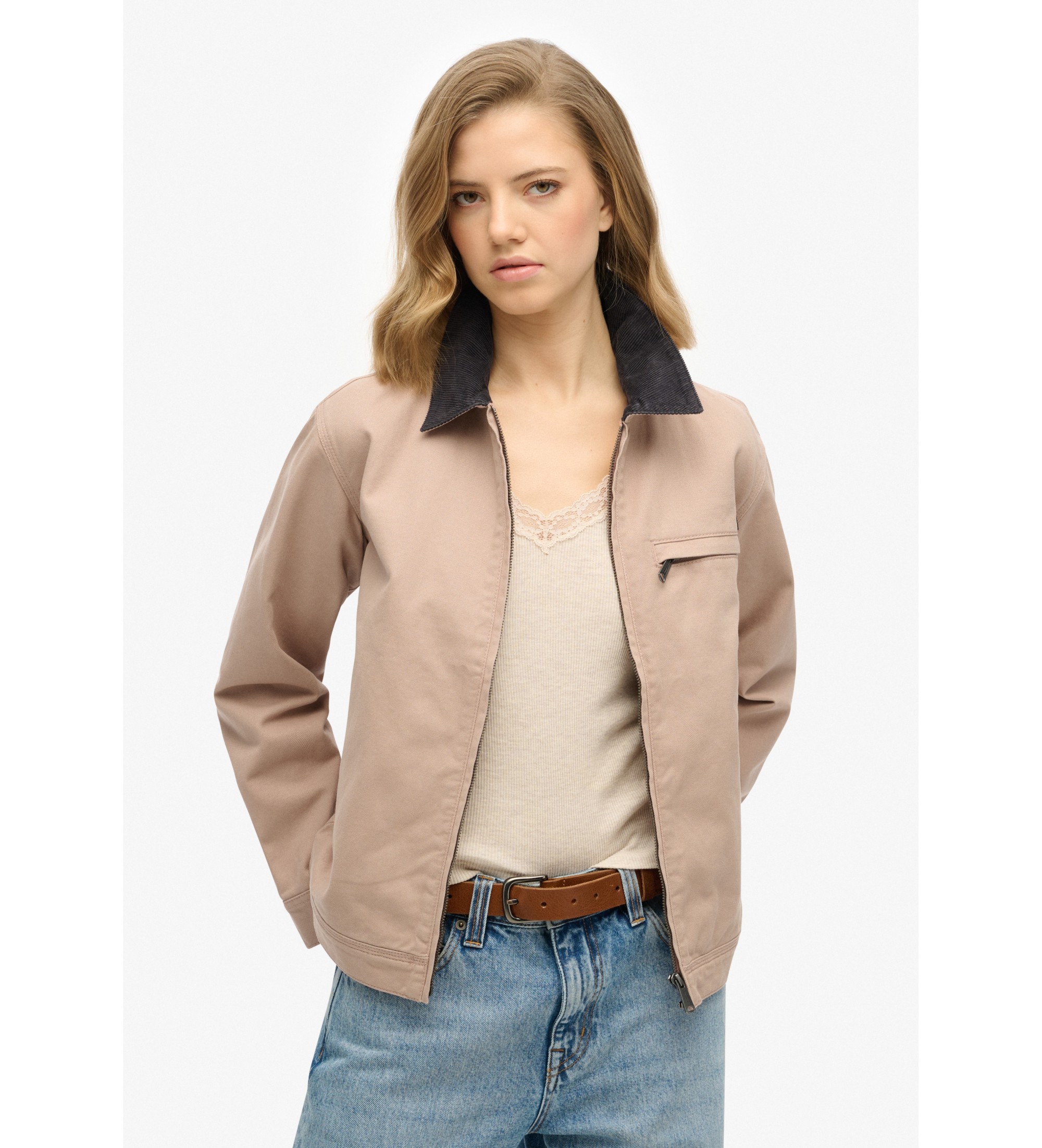 Superdry für Damen. W5011872A Ranch Jacket beige (L), Lässig, Recyceltes Polyester, Nachhaltig
