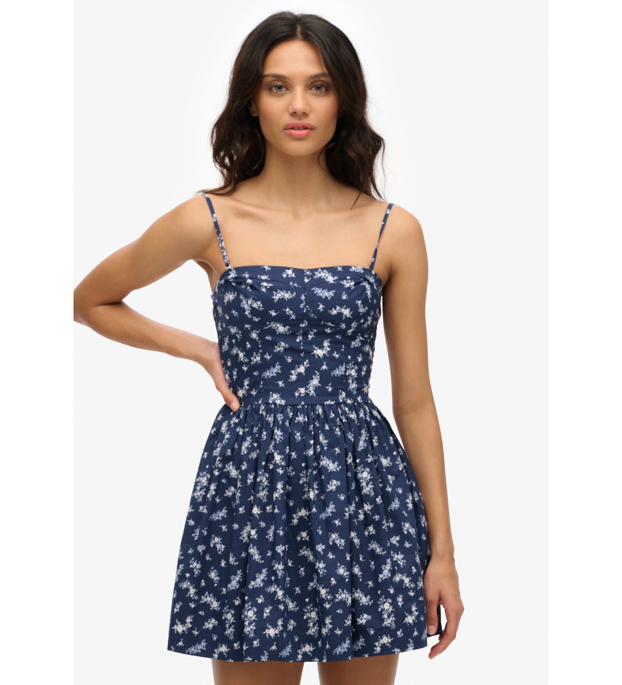 Superdry für Damen. W8011971A Cami Kleid navy (XS), Lässig, Baumwolle, Ärmellos / Hosenträger, Marine