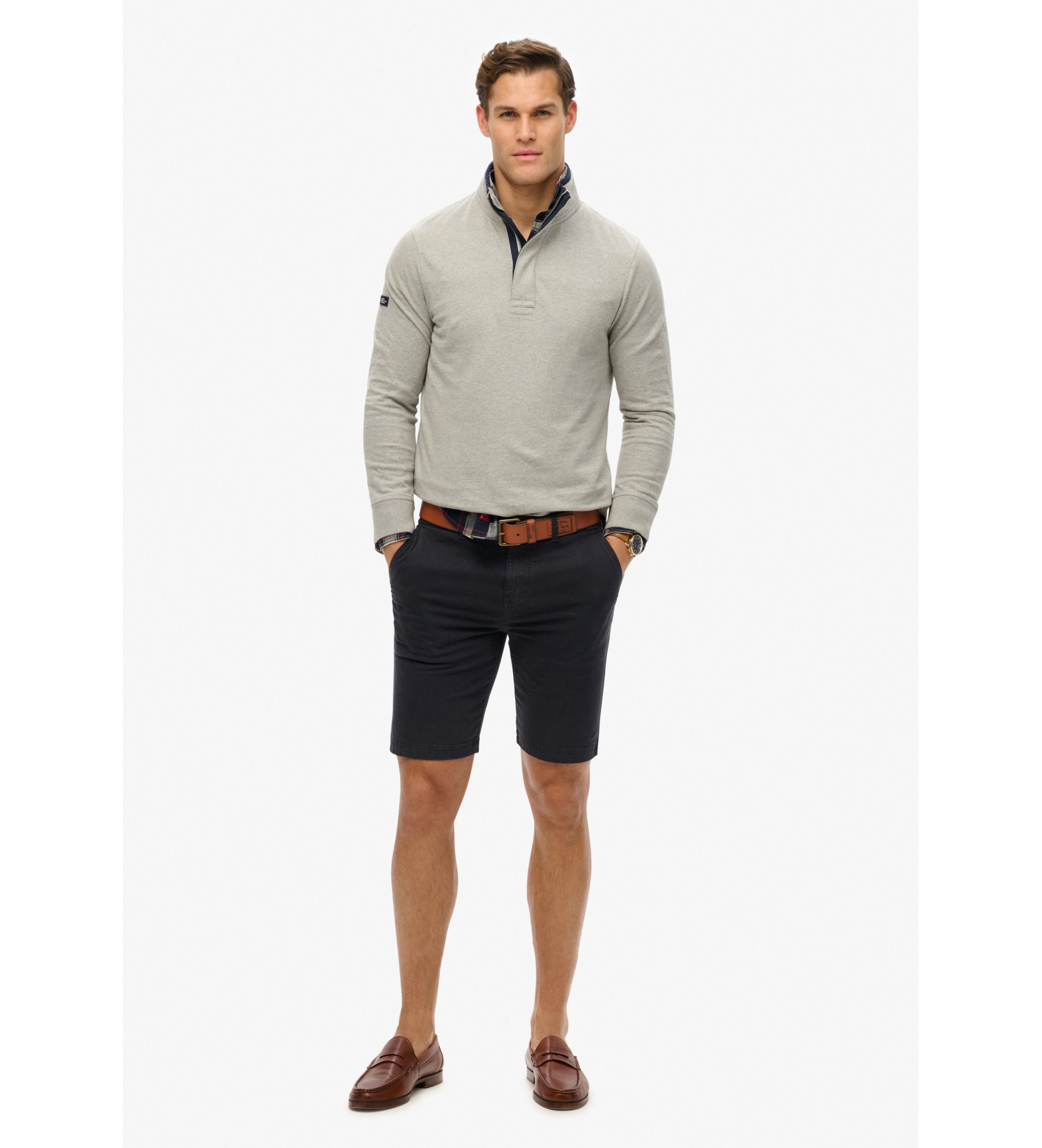 Superdry für Herren. M2014057A Classic Half Pullover grau (M), Lässig, Baumwolle